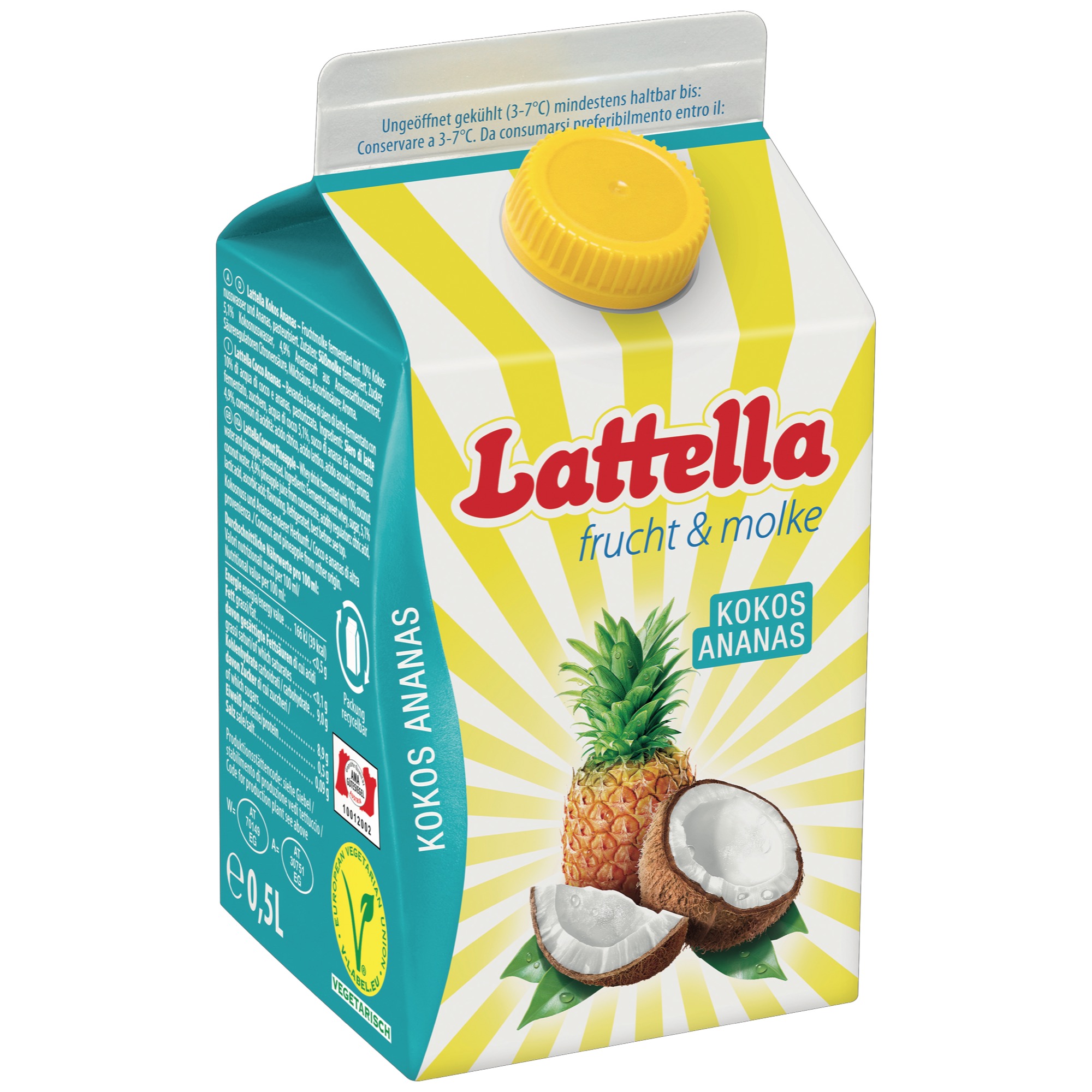 Lattella srvát.nápoj 500ml kokos ananás