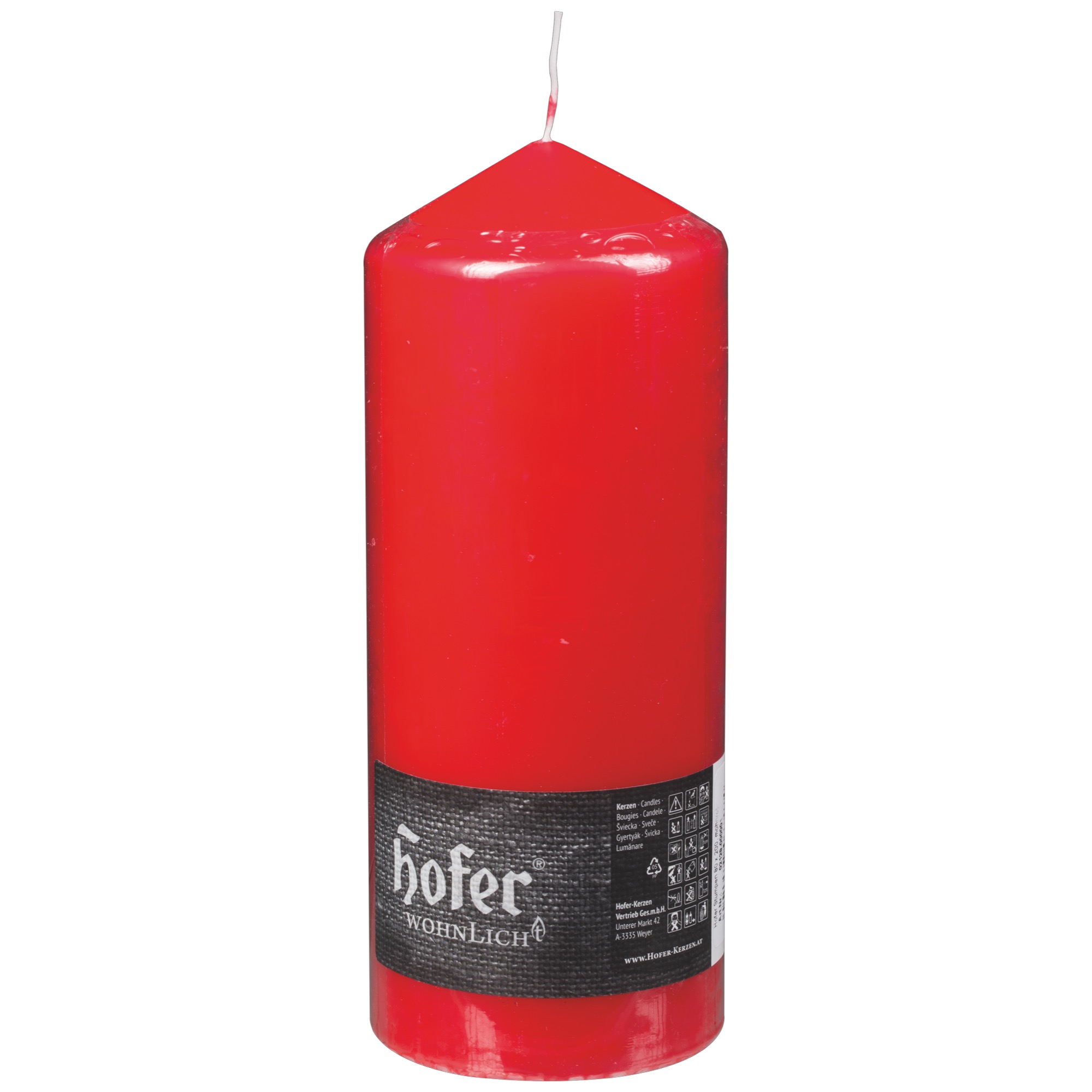 Hofer sviečka valec 80x200 červený mak