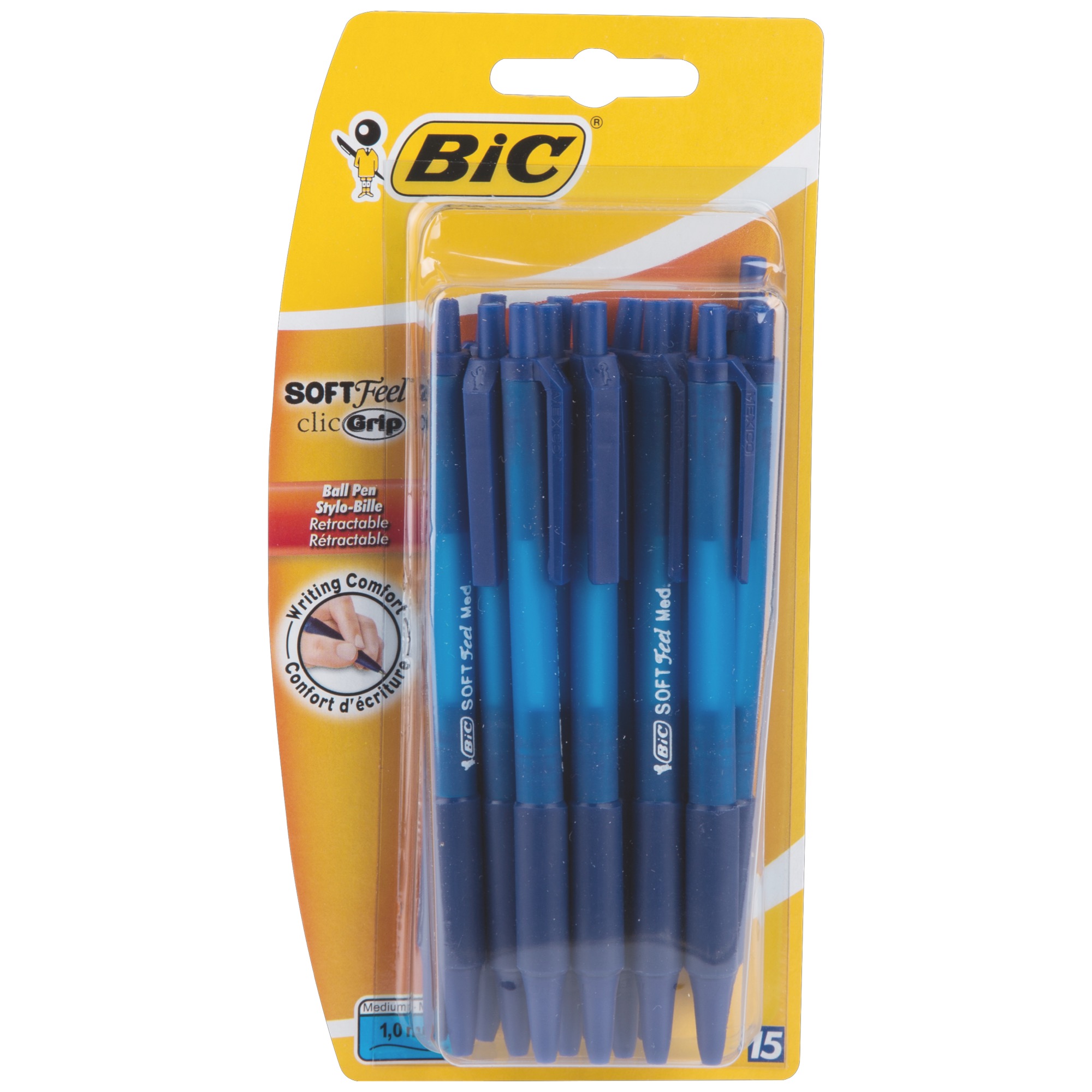 Bic Soft ClicGrip guľ.pero modré 15ks