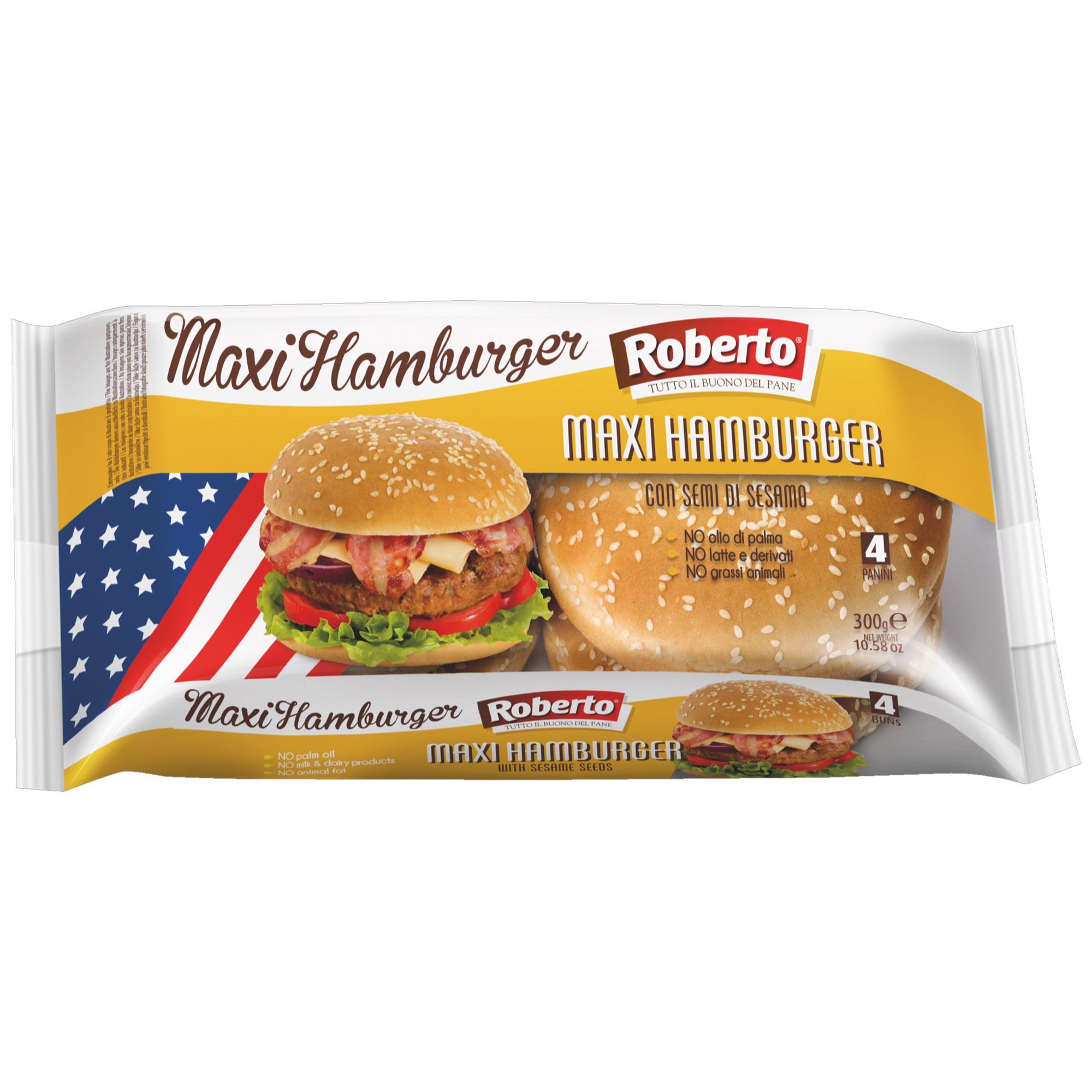 Roberto Maxi hamburger so sezamom 4x75g