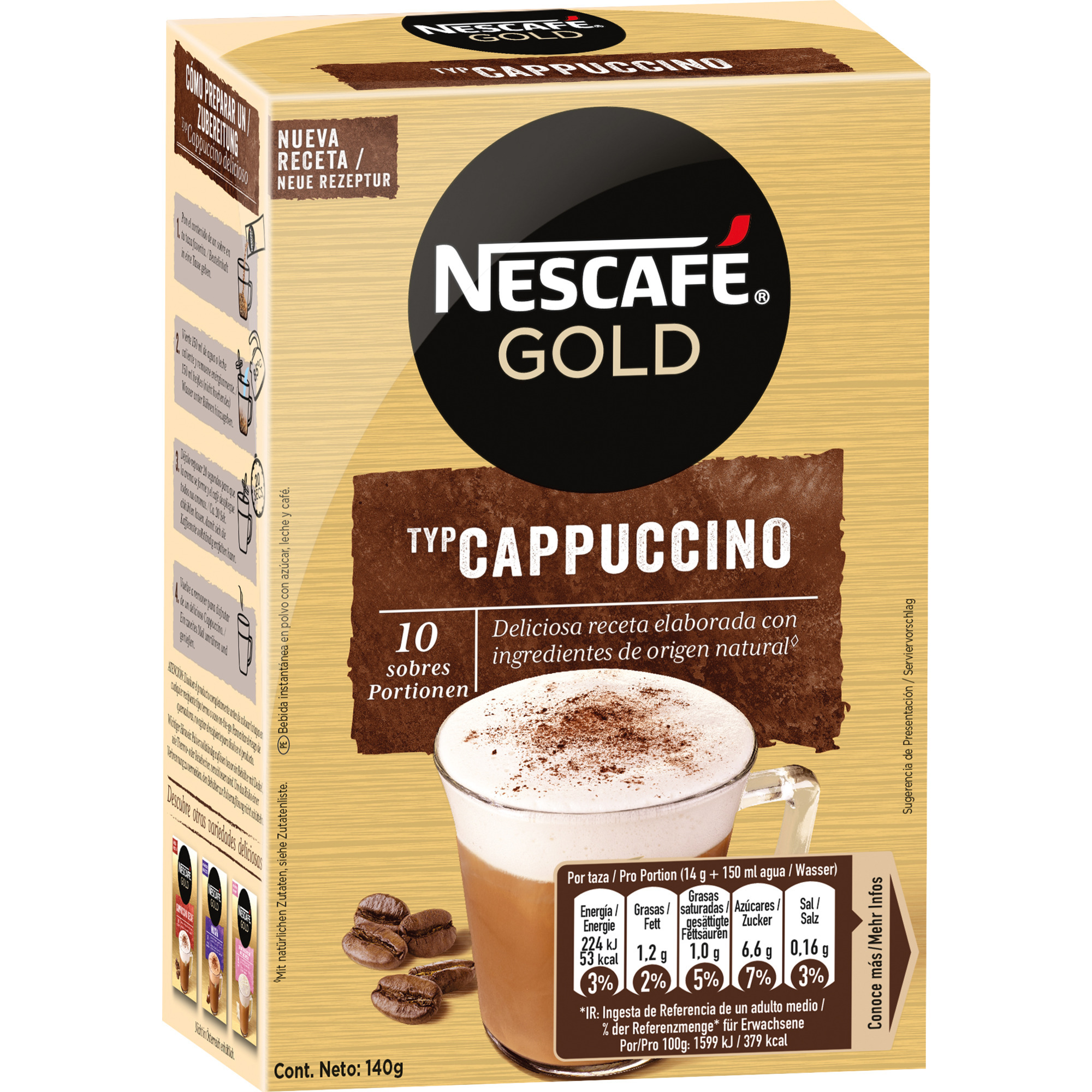 Nescafe Gold 10 Btl., Cappuccino Gesüsst