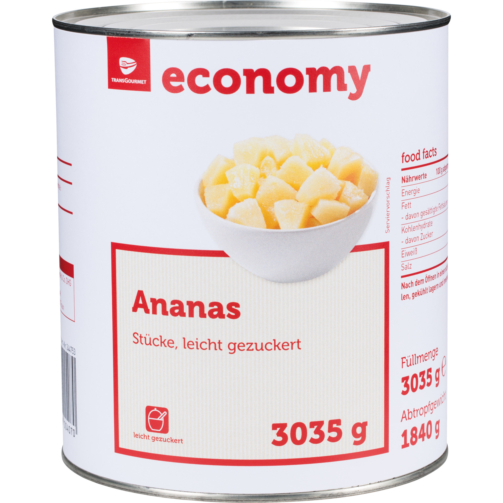 Economy Ananasstücke leicht gezuck. 4/1