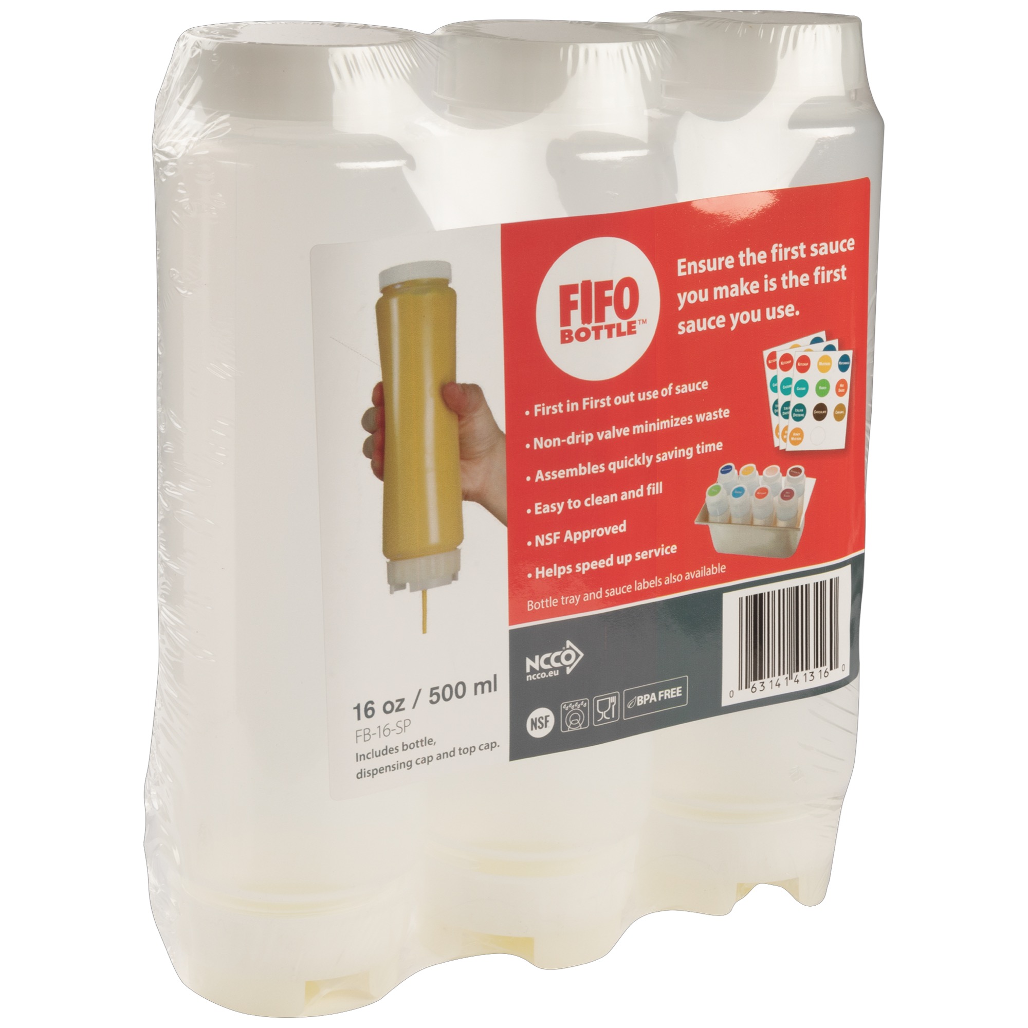 FIFO fľaša s dávkov.uzáverom 500ml 3ks