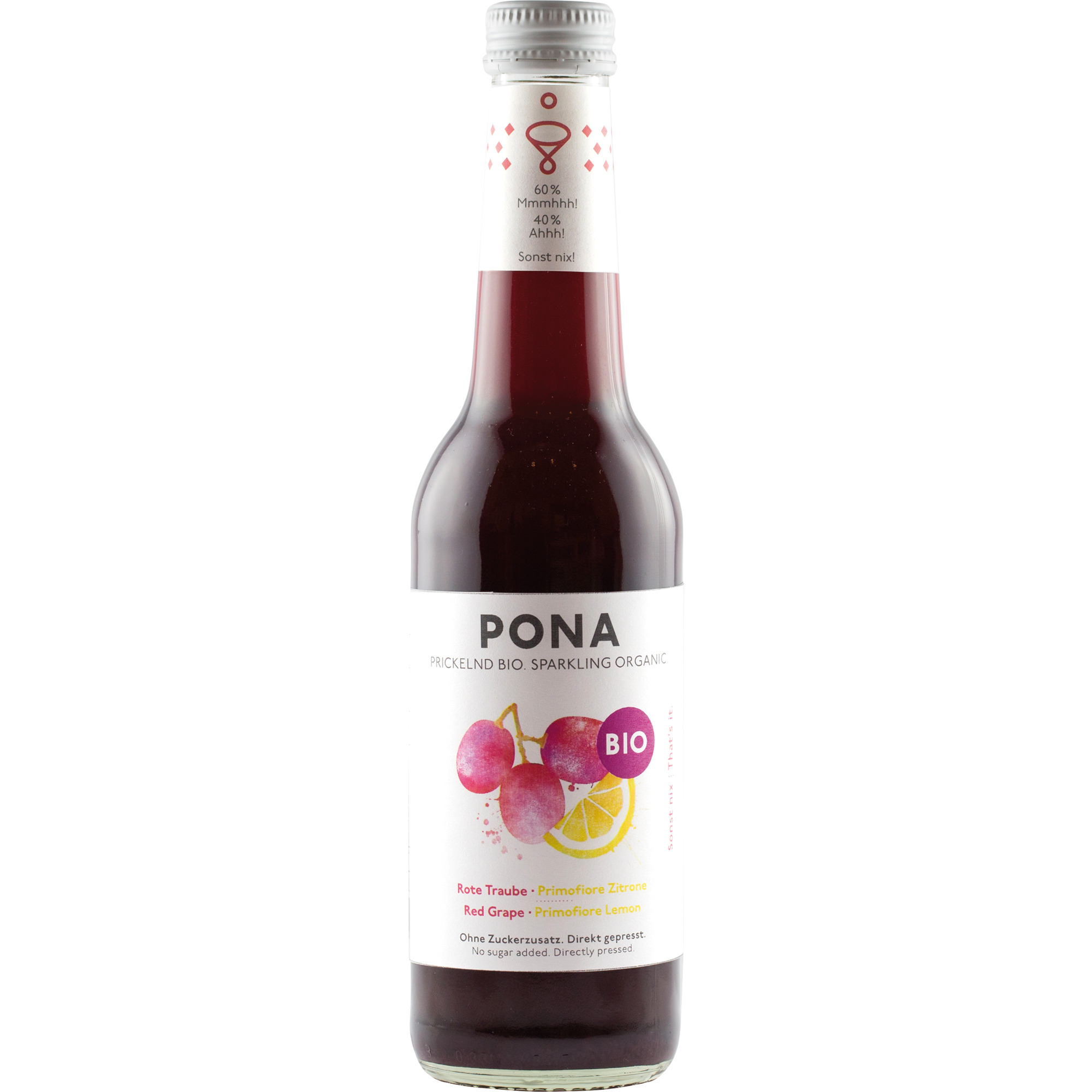 PONA BIO Limo EW 0,33l, Rote Traube Zitr