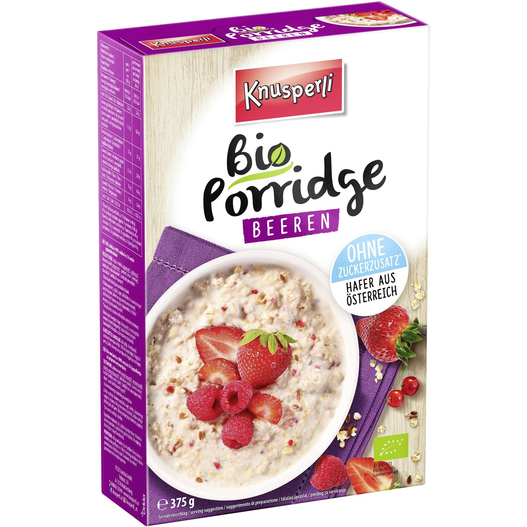 Knusperli Bio Porridge 375g dr.ovocie
