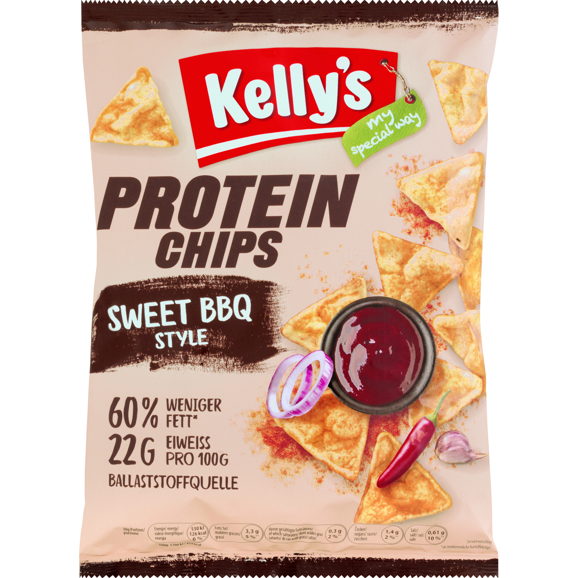 Kelly Protein Chips 70g, Sweet BBQ Style