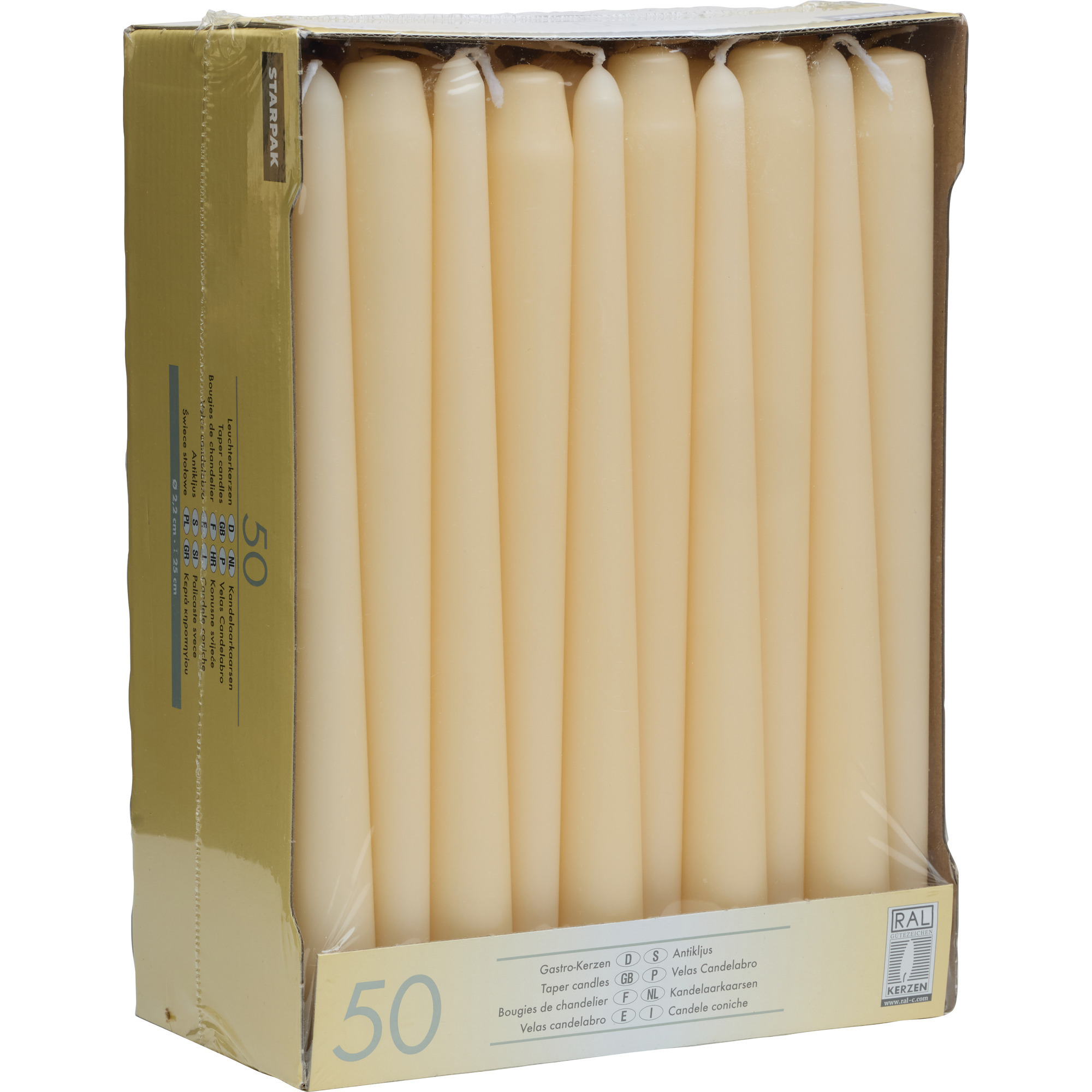 Pap St Leuchterkerzen 25cm 50er, Champag