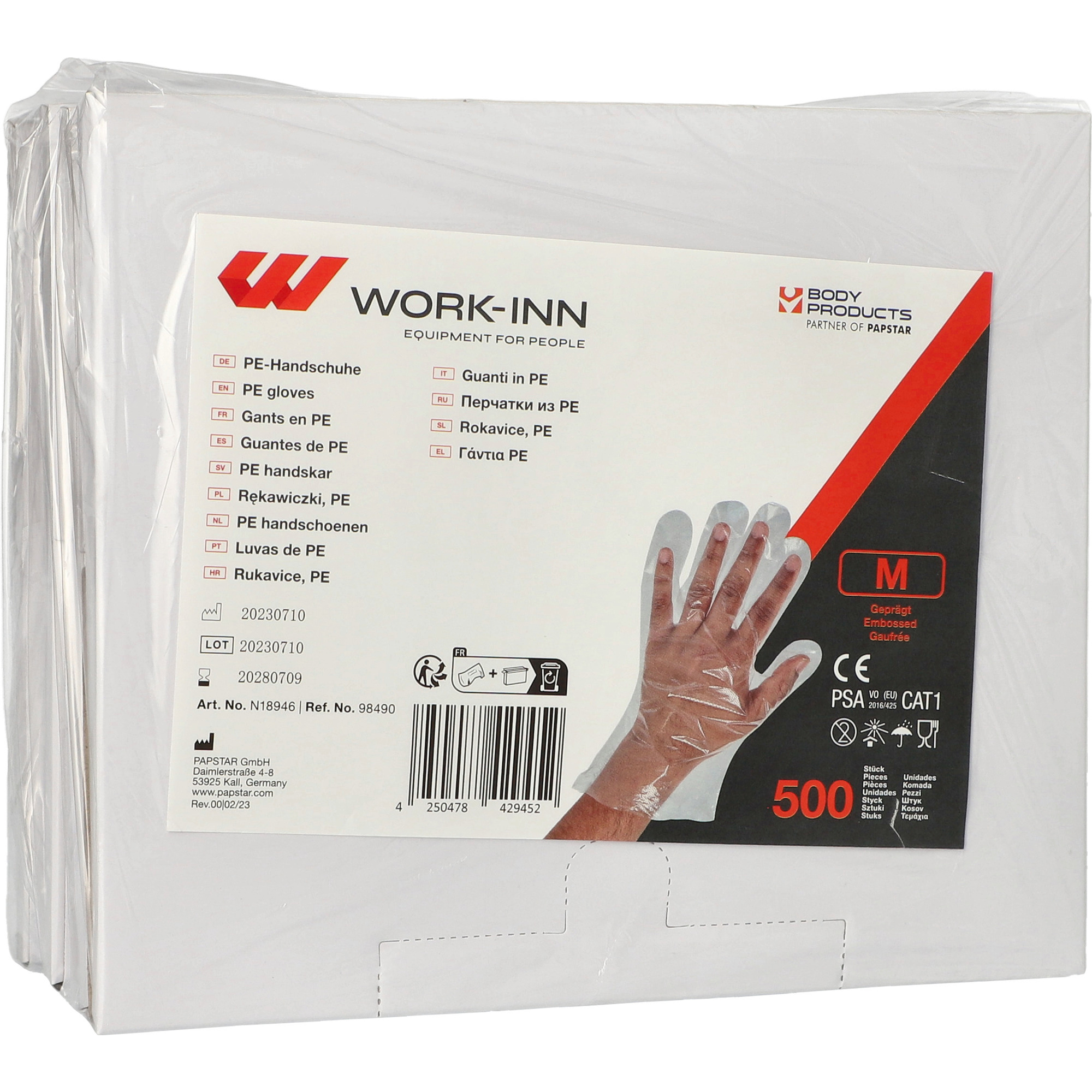 Work-Inn Handschuhe geblockt PE 500er, M