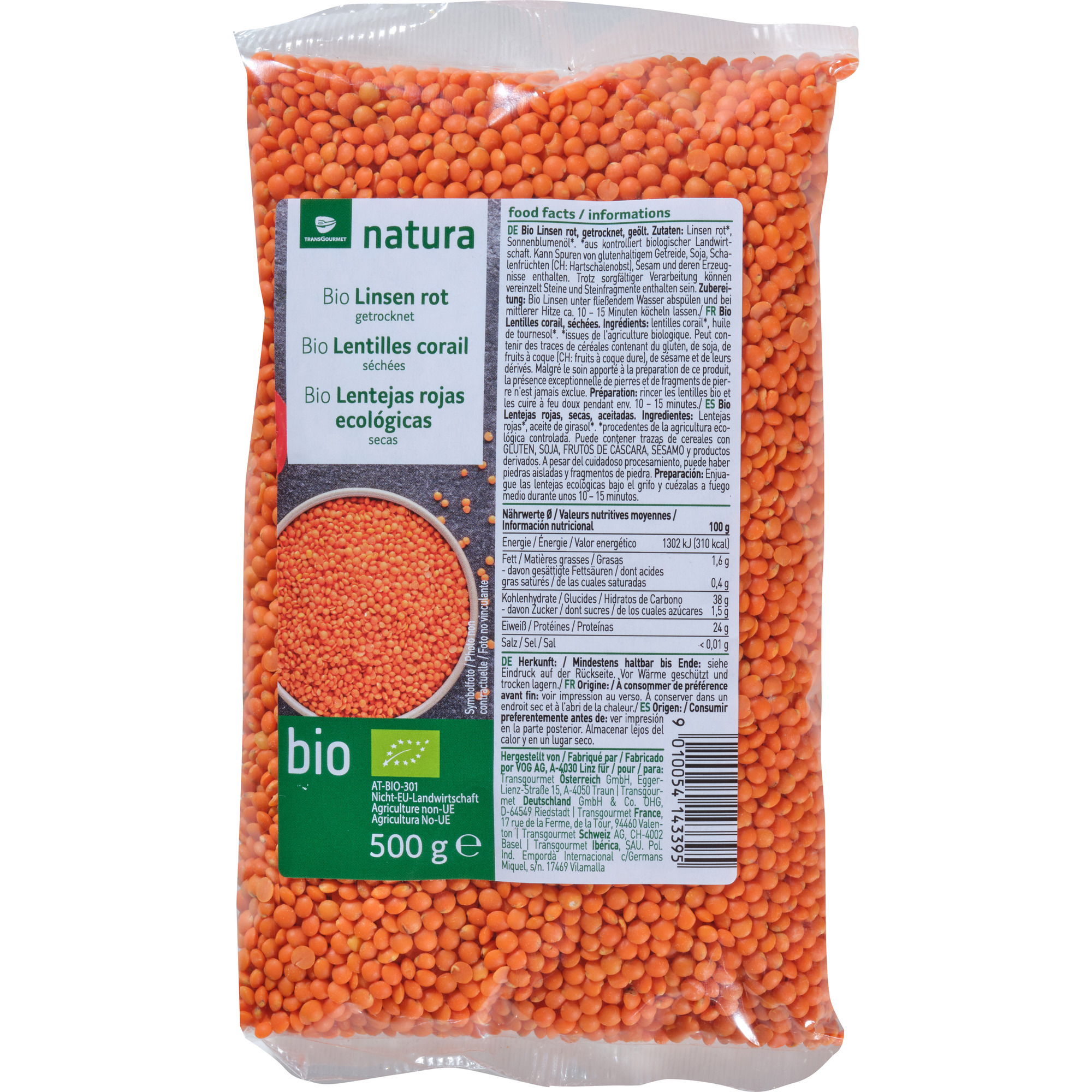 Natura Bio Linsen rot 500g
