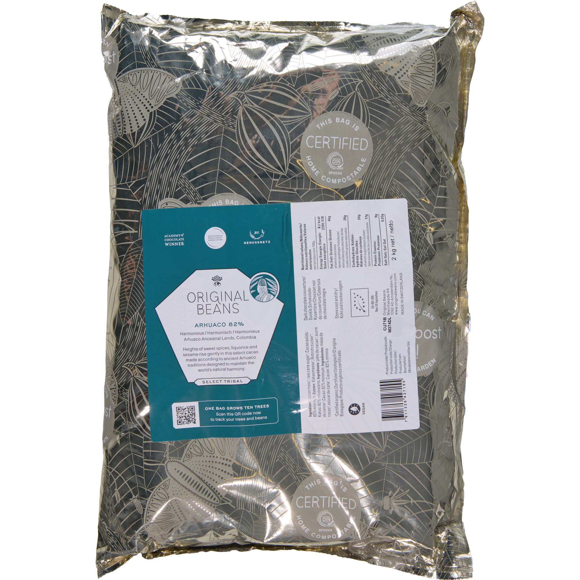 Orig. Beans Bio Arhuaco 82% Couv.Dr. 2kg