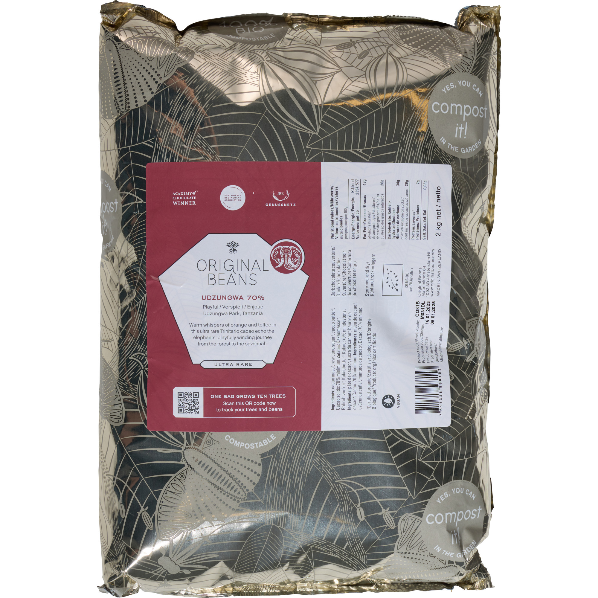 Orig. Beans Bio Couvert. Drops 70%Zb 2kg
