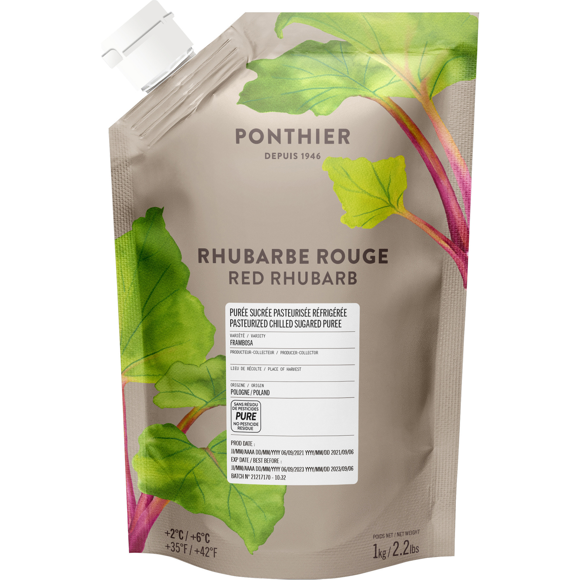 Ponthier Fruchtpüree Rhabarber 1kg