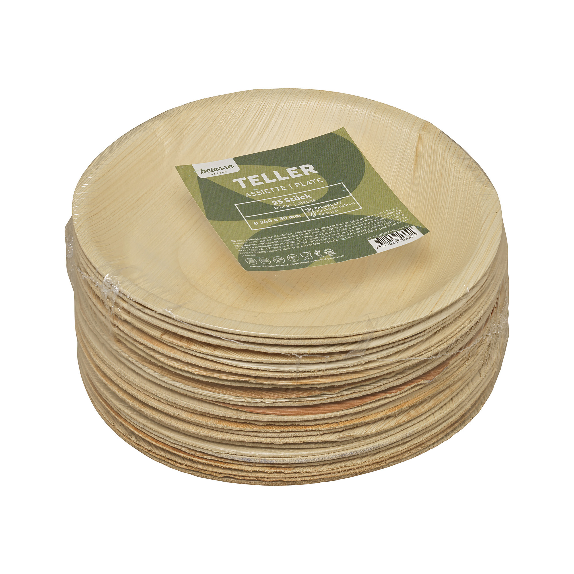Palmblatt Teller rund 24cm 25er