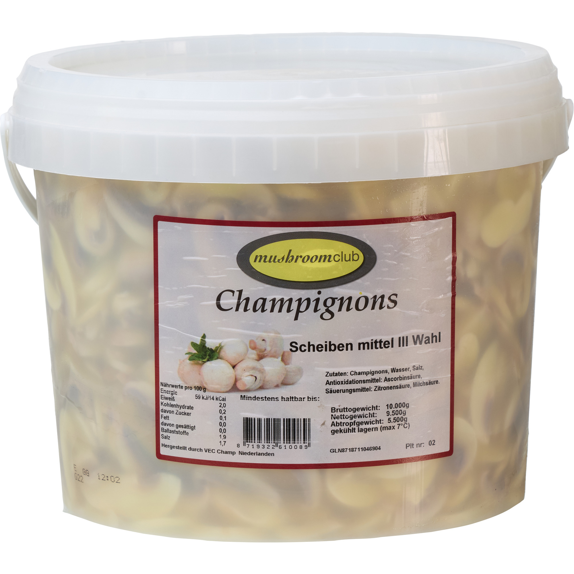 Champignonkübel 3. Wahl geschnitten
