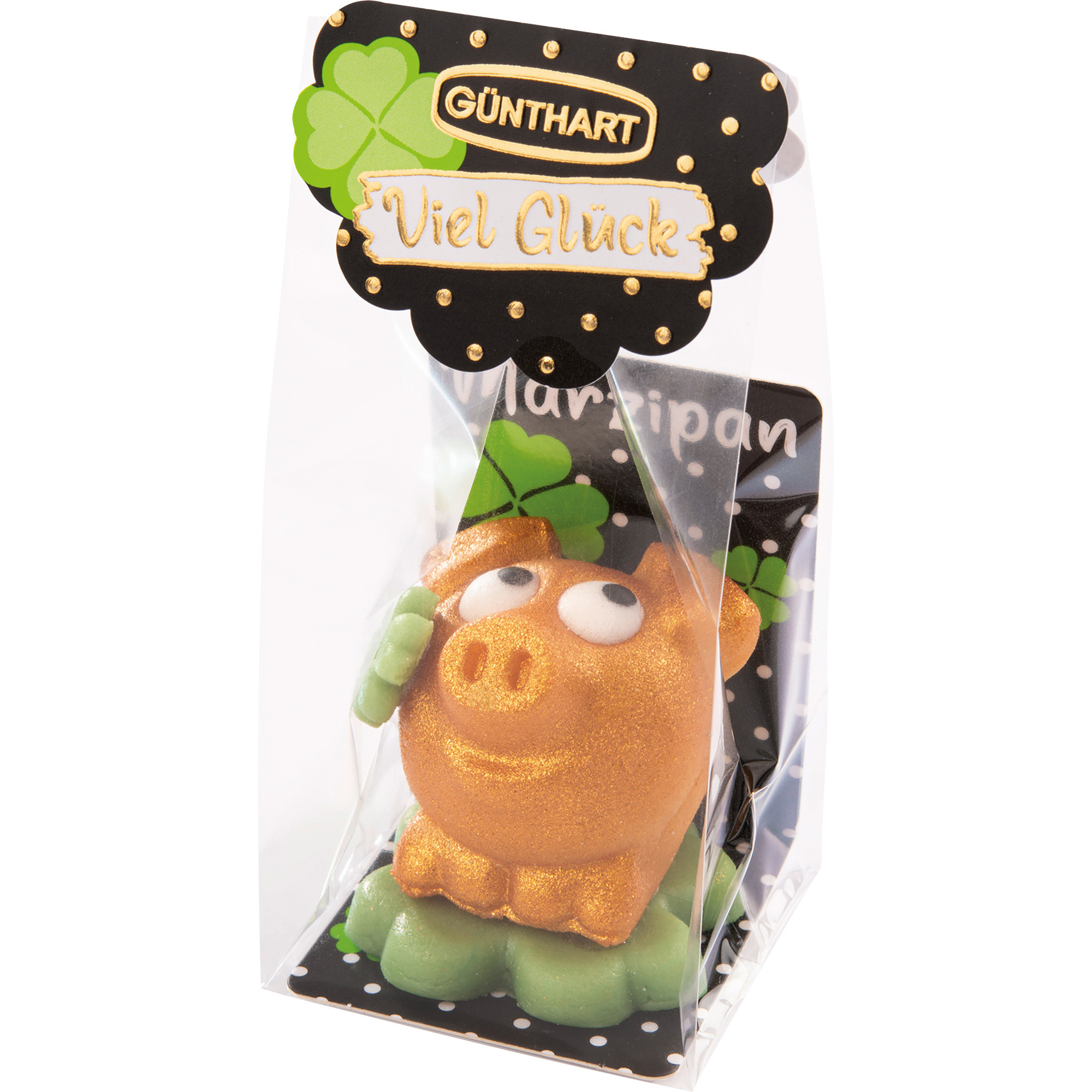 Günth. Marzipan Schwein gold a. Klee 40g