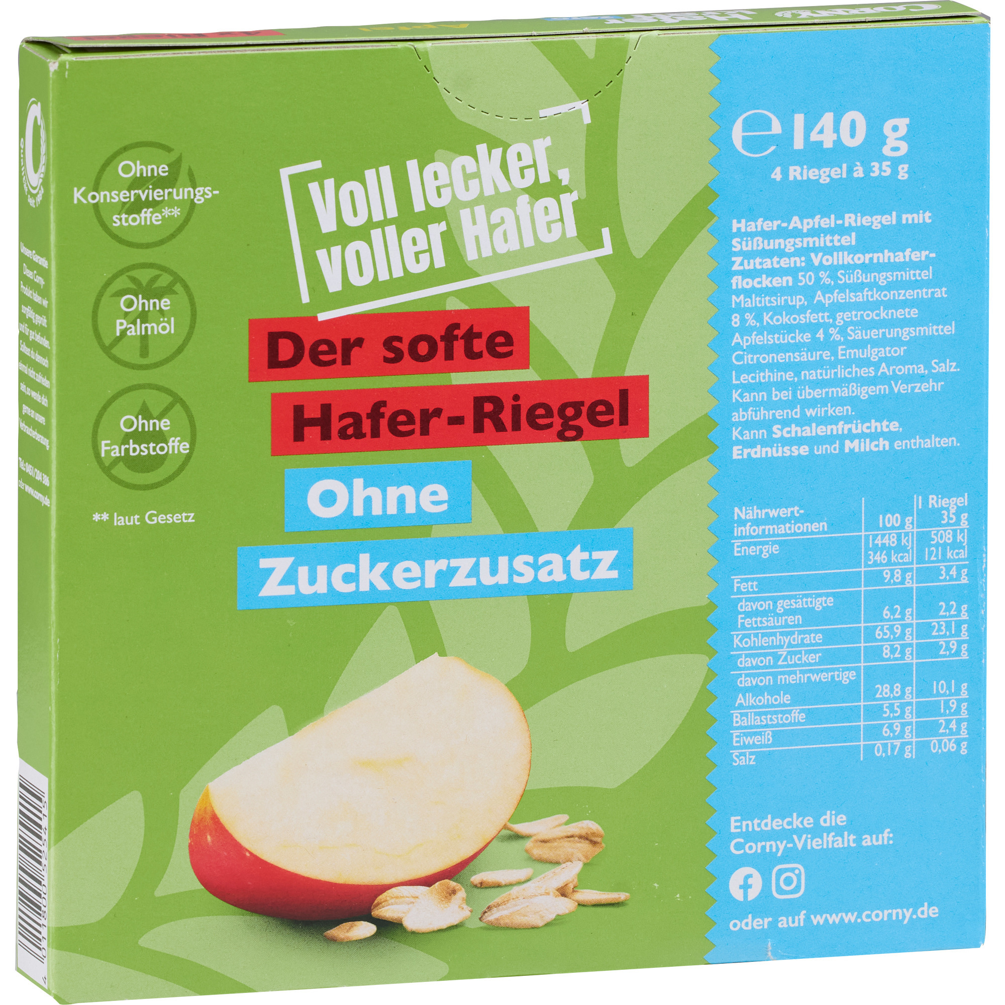 Corny Haferkraft Zero 4x35g, Apfel