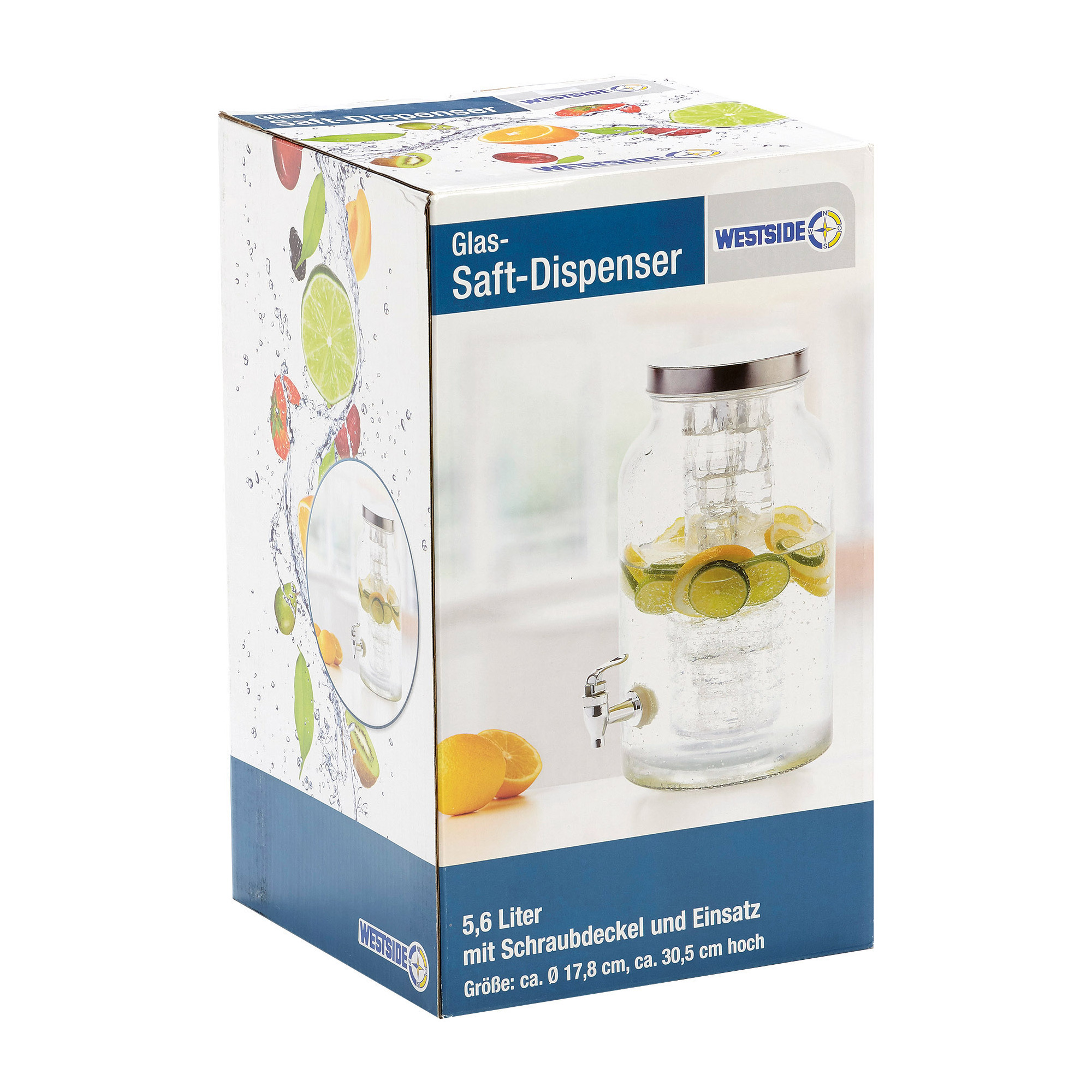 Saft Dispenser Glas m.Einsatz u.Dkl.5,6l