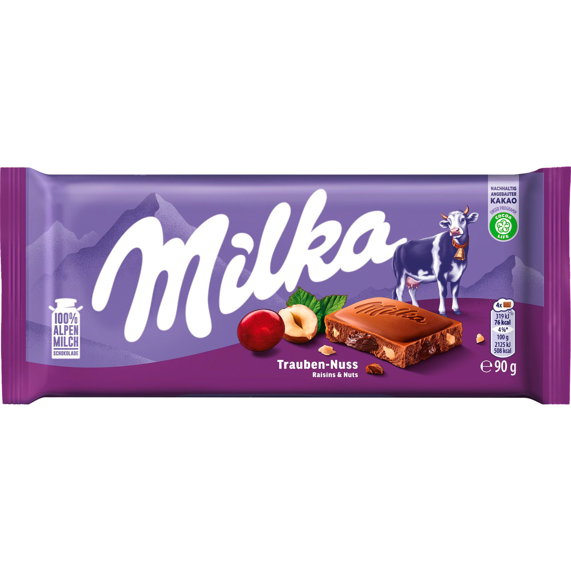 Milka Schoko 90g, Traube Nuss
