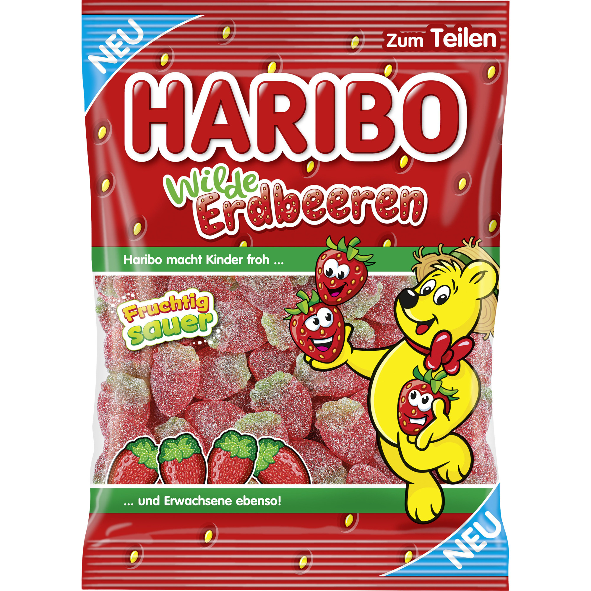 Haribo Beutel 175g,Wilde Erdbeeren sauer