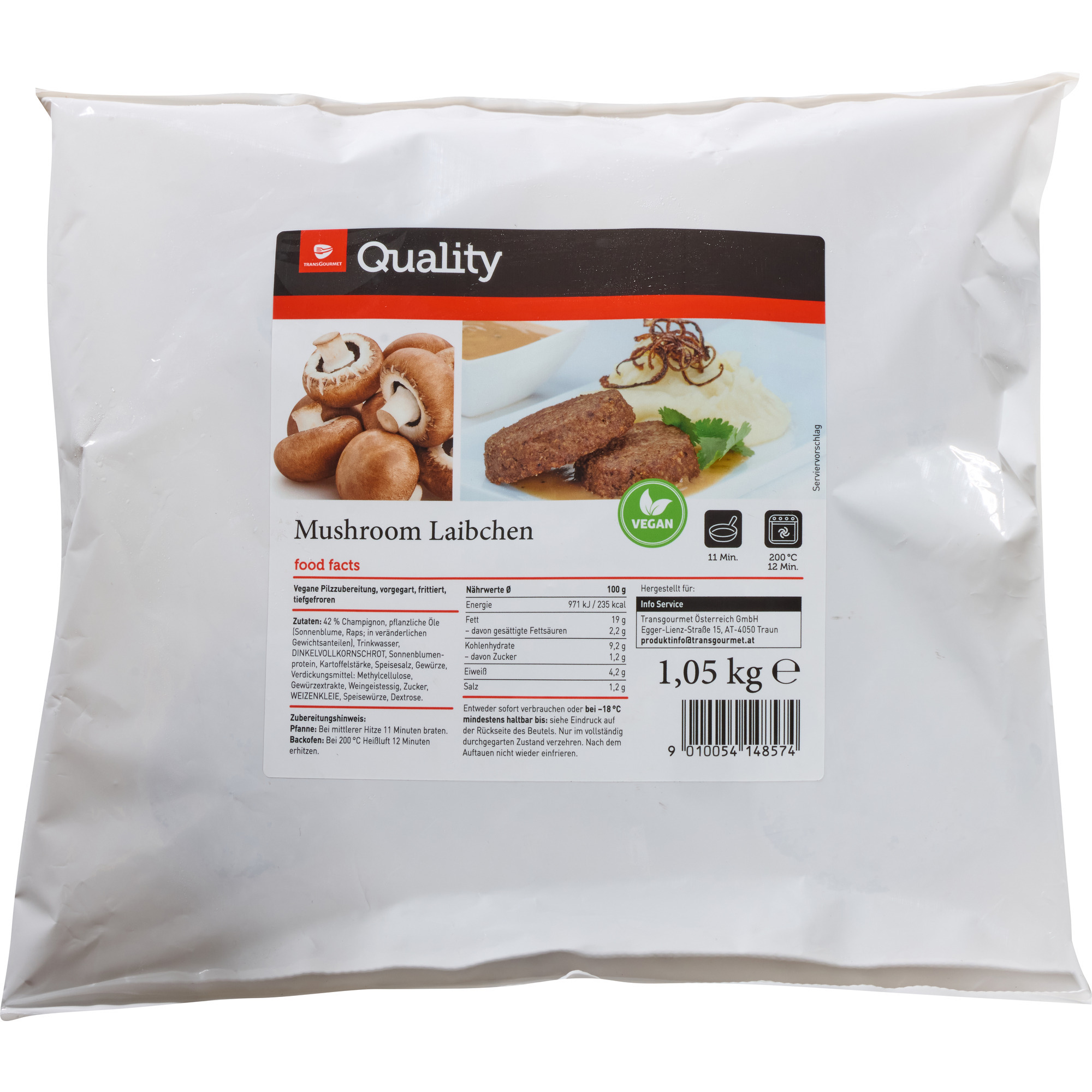 Quality Mushroom Laibchen vegan TK1,05kg