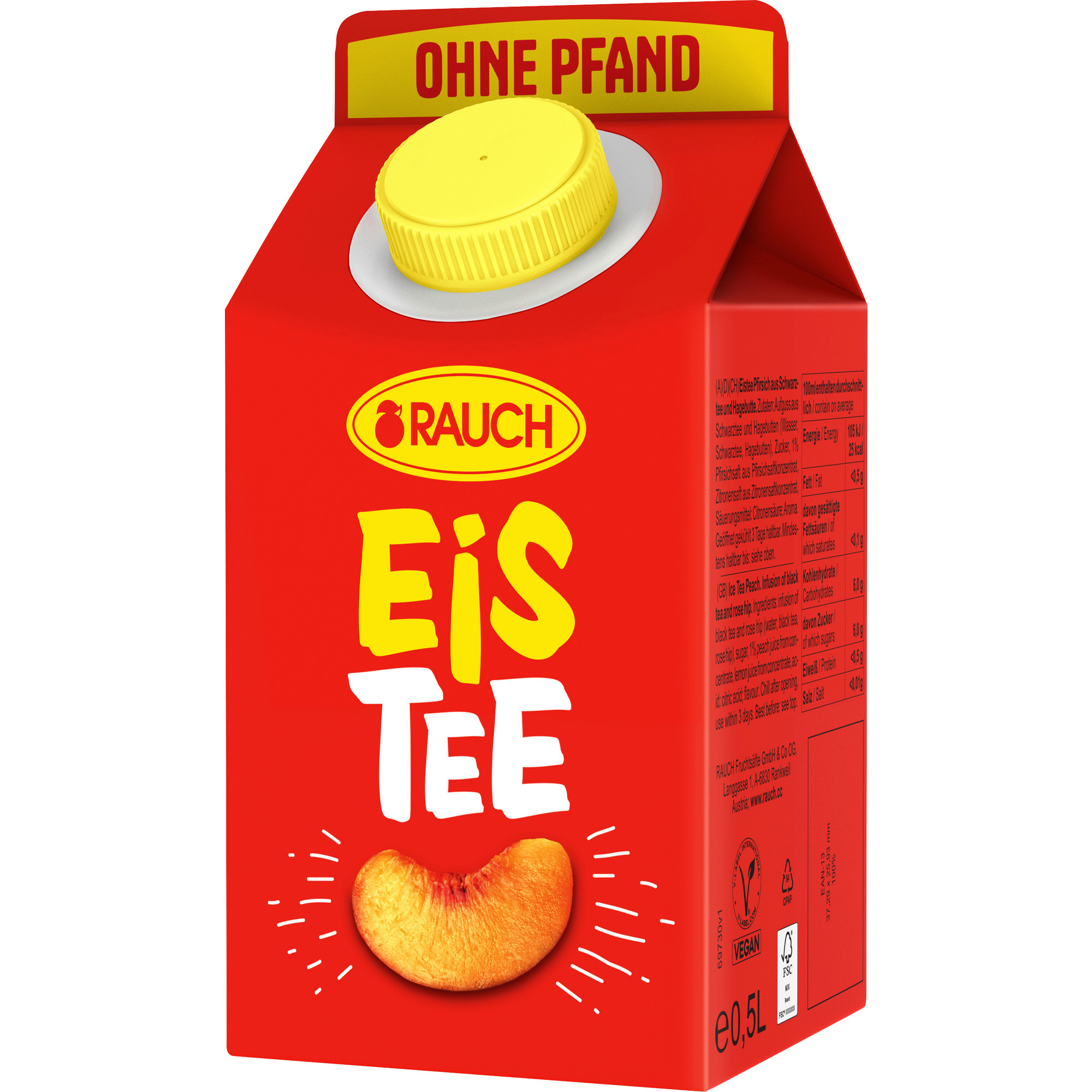 Rauch Eistee Tetra 0,5l, Pfirsich