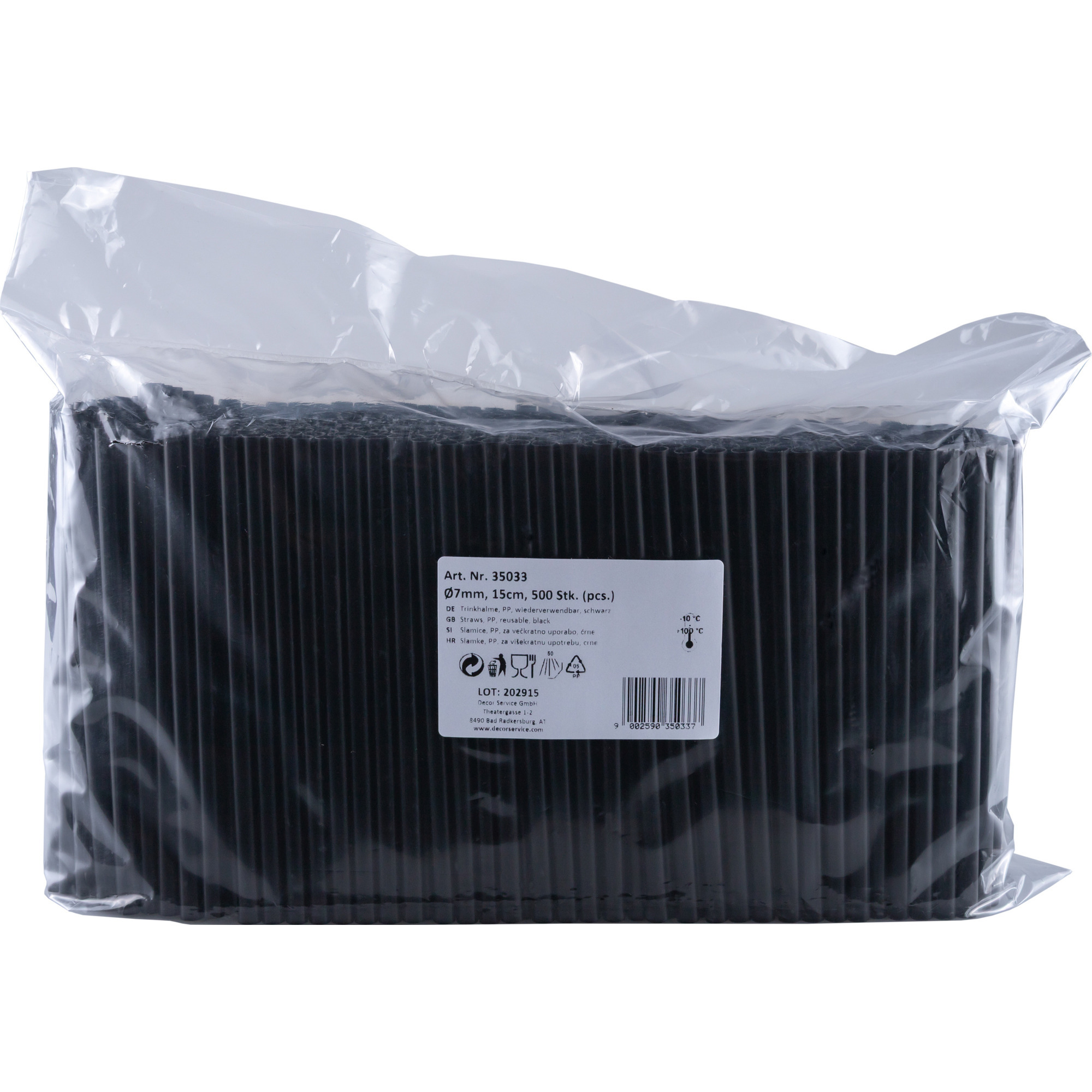 Trinkhalm PP mehrw. schw. 7mmx15cm 500er