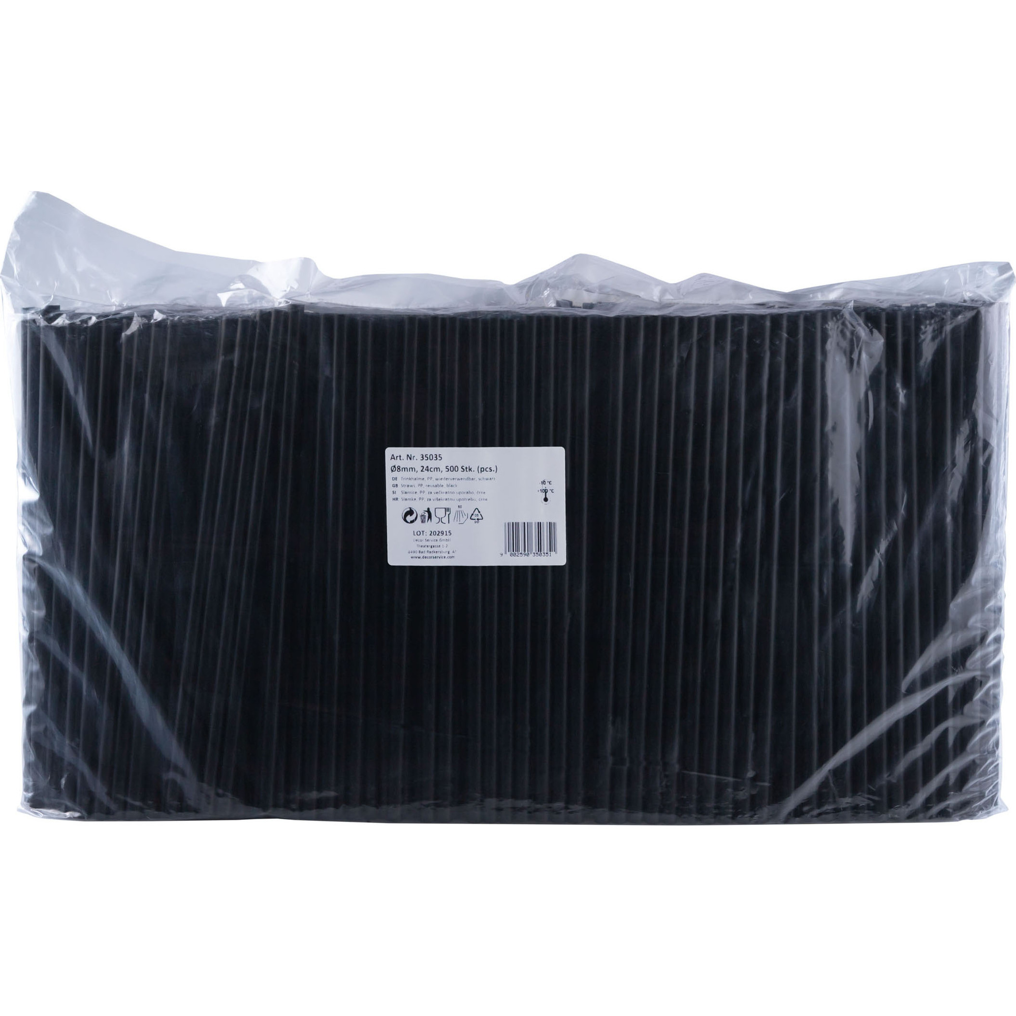 Trinkhalm PP mehrw. schw. 8mmx24cm 500er