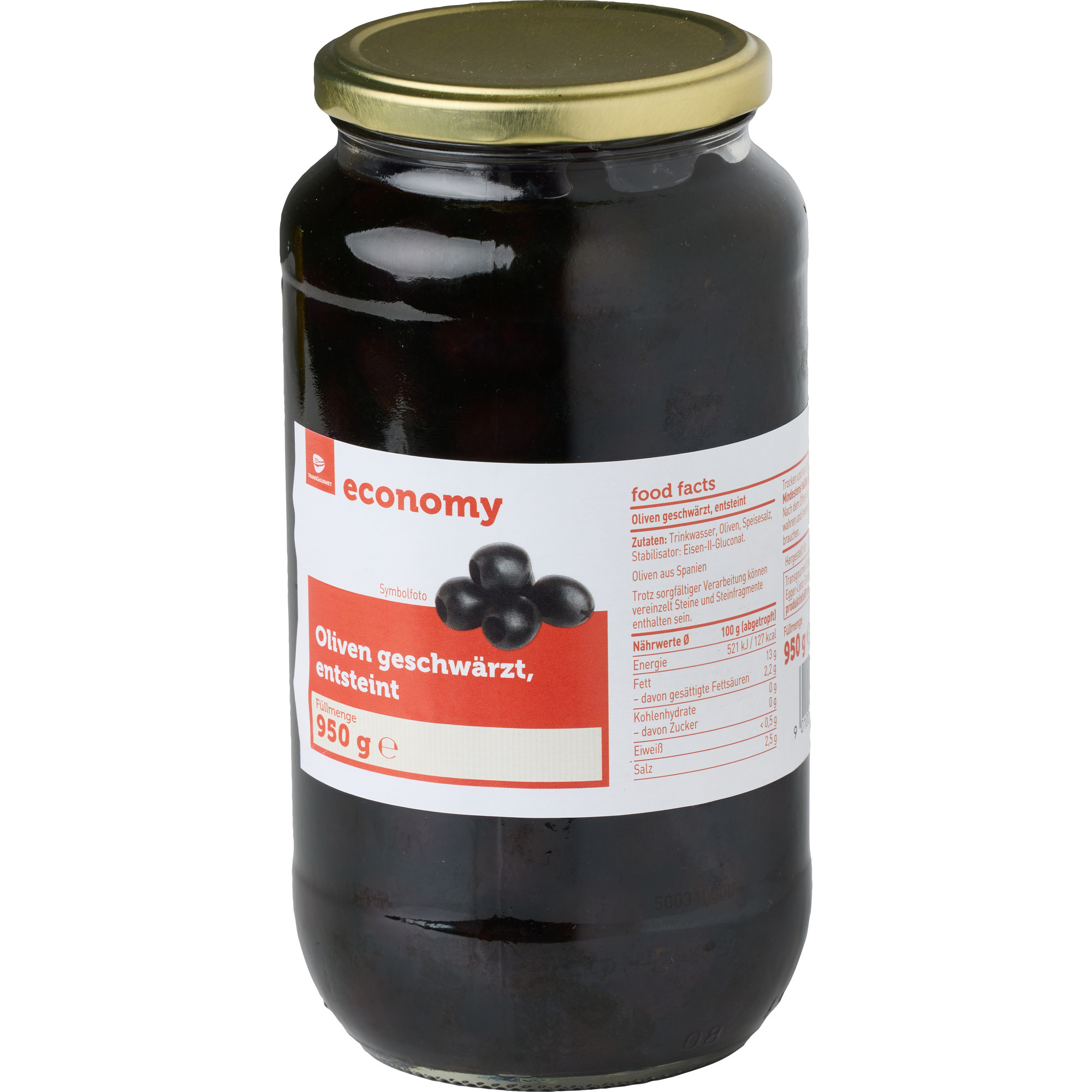Economy Oliven schwarz o.Stein 935ml
