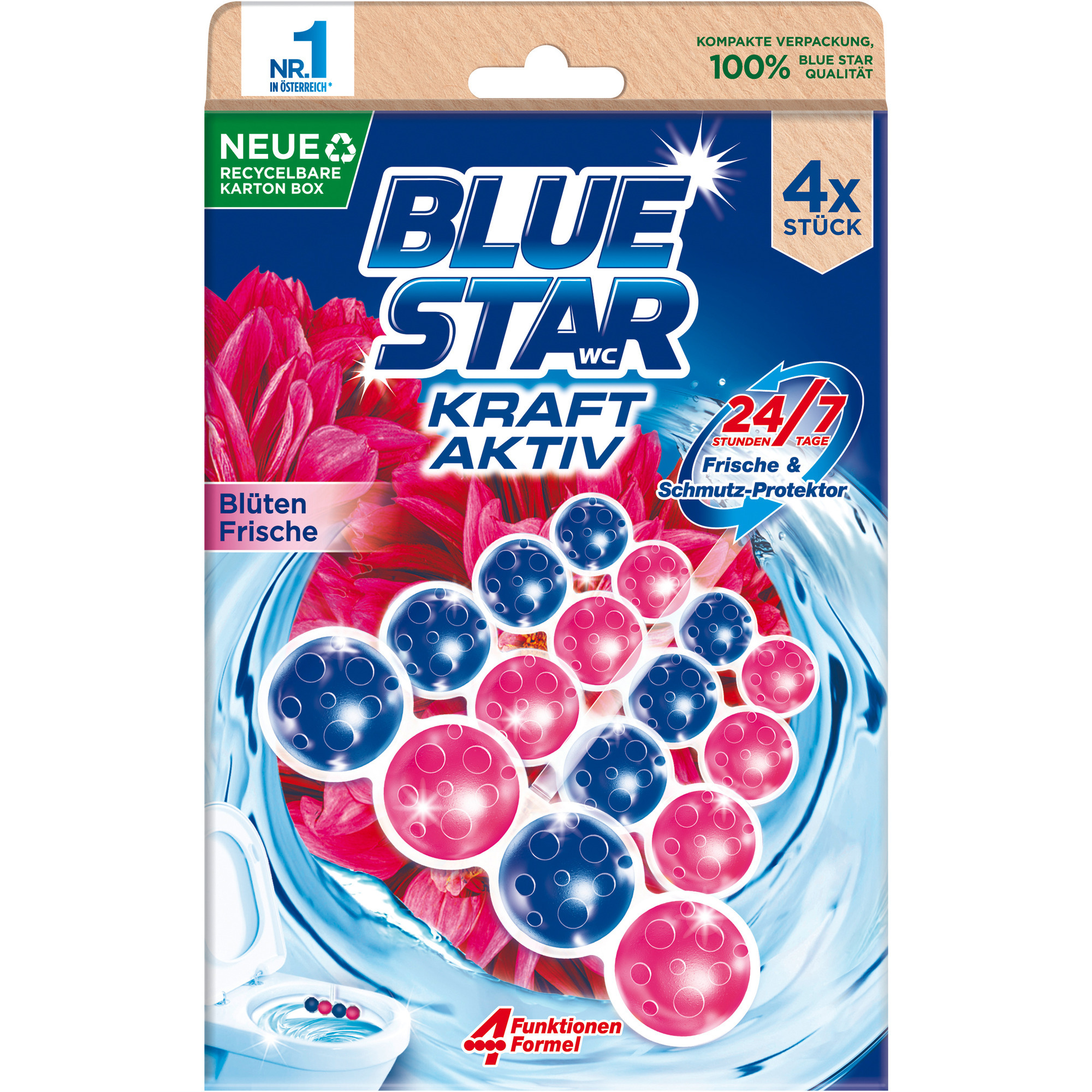 Blue Star WC-Spüler 4er, Kr.A. Blütenfr.
