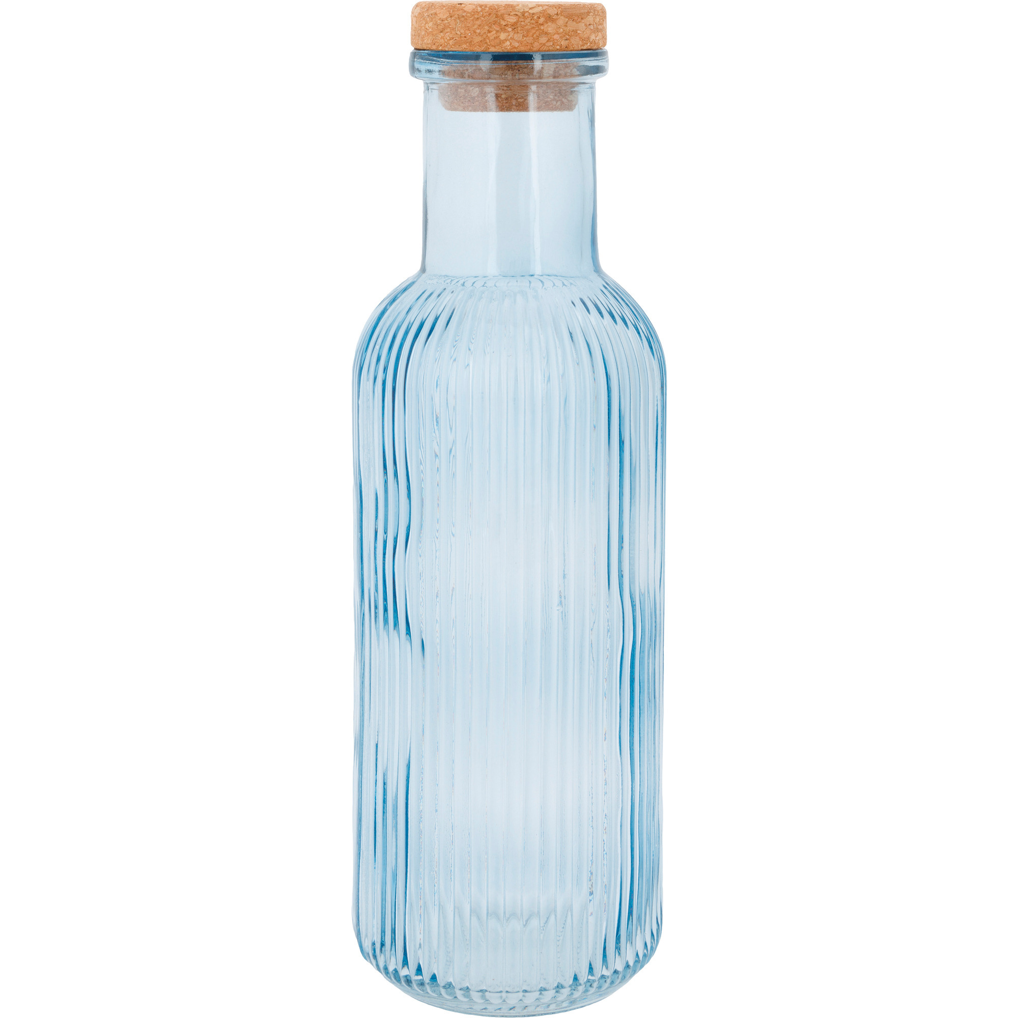 Glasflasche mit Kork Raya 1l, blau