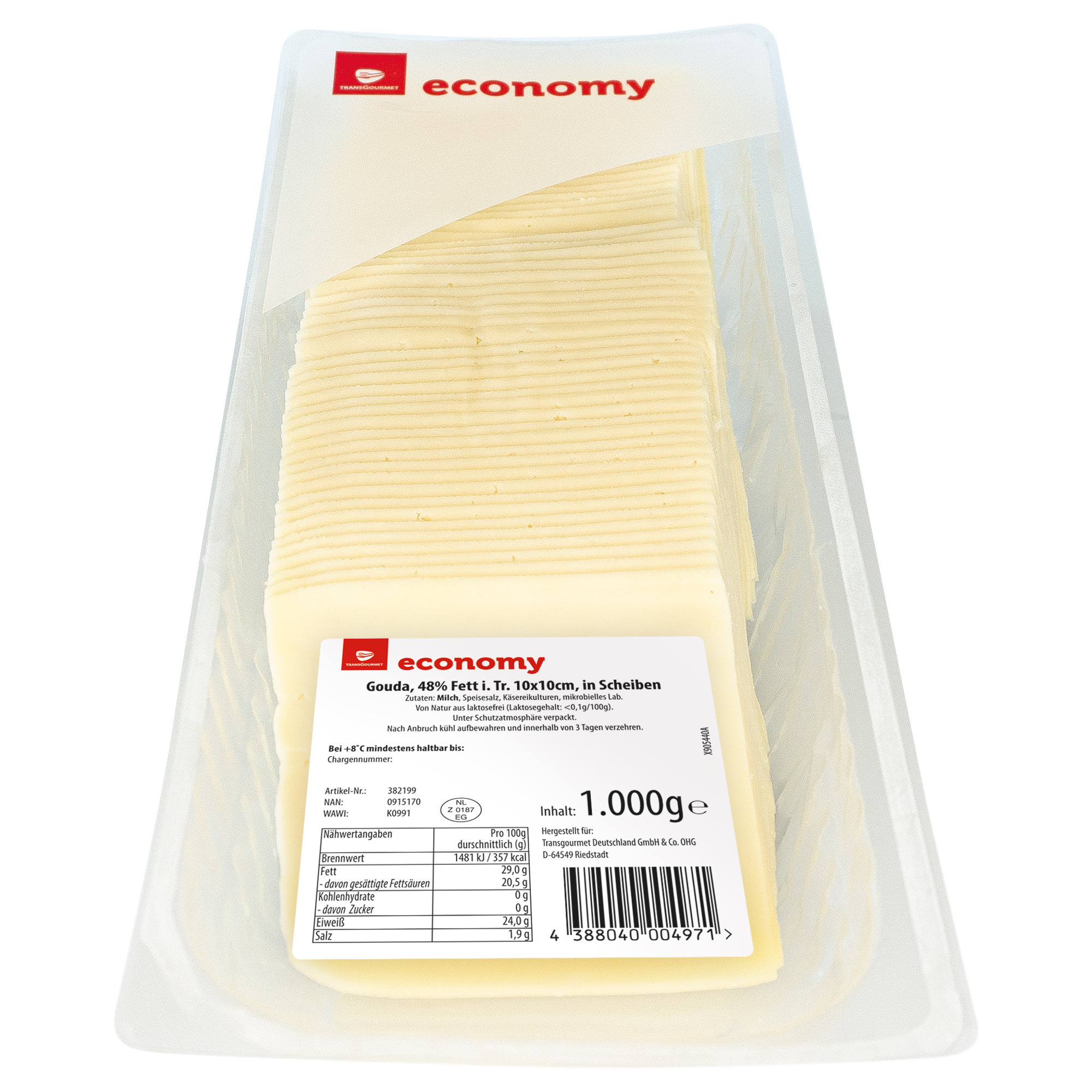 Economy Gouda Scheiben 48% 50x20g 1kg
