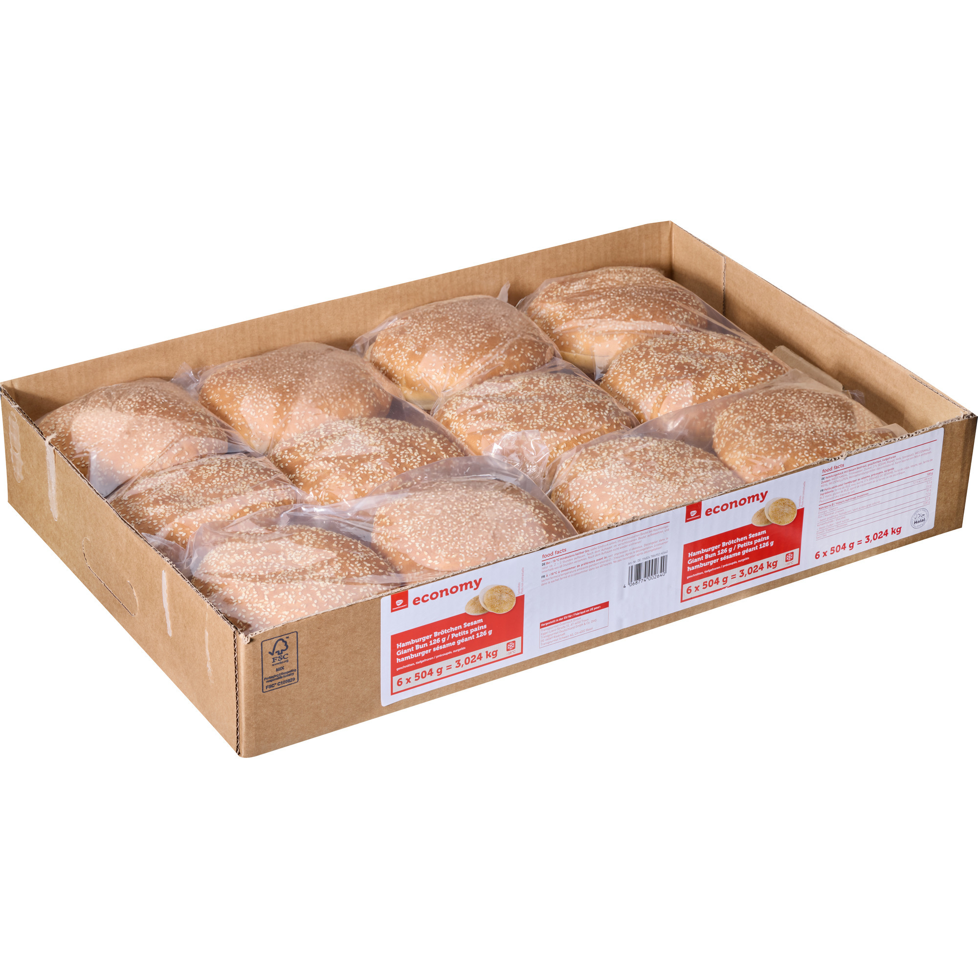 Economy Burger Bun Sesam FGB TK 24x126g