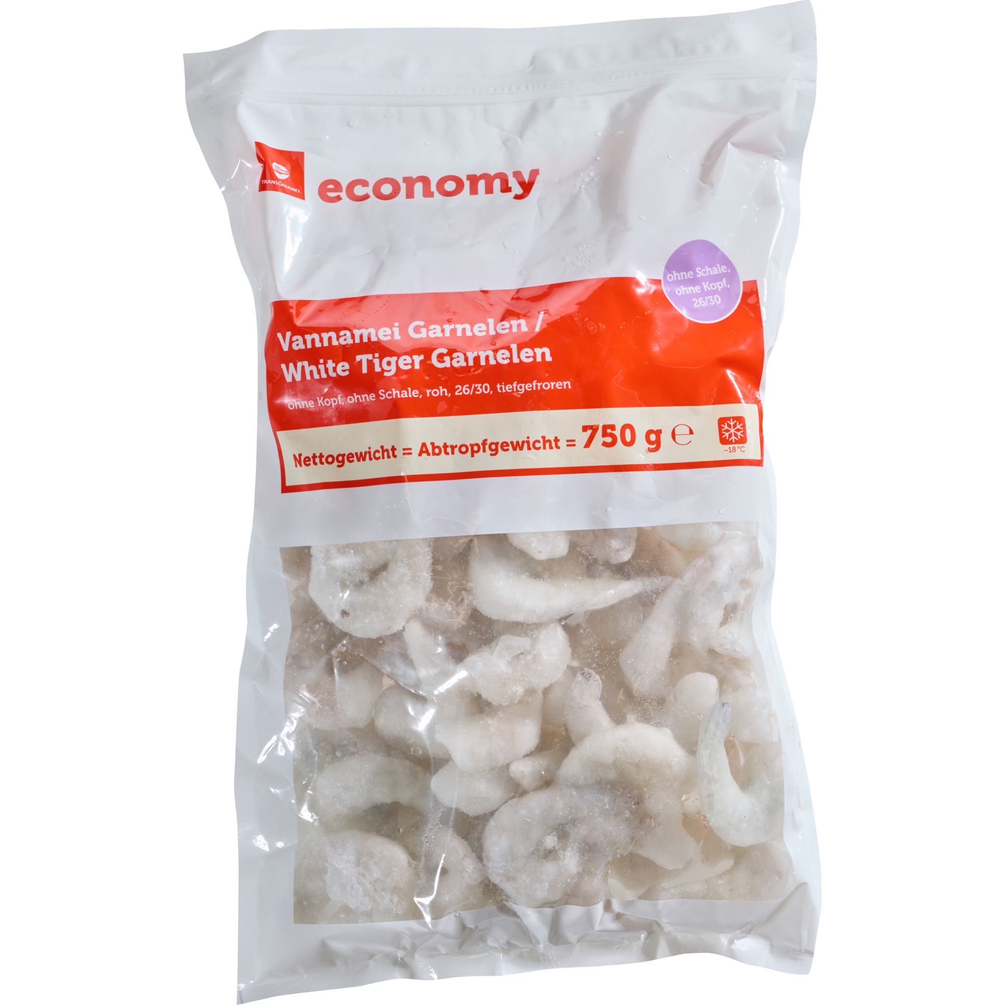 Economy Vannamei Garnelen oS 26/30TK750g