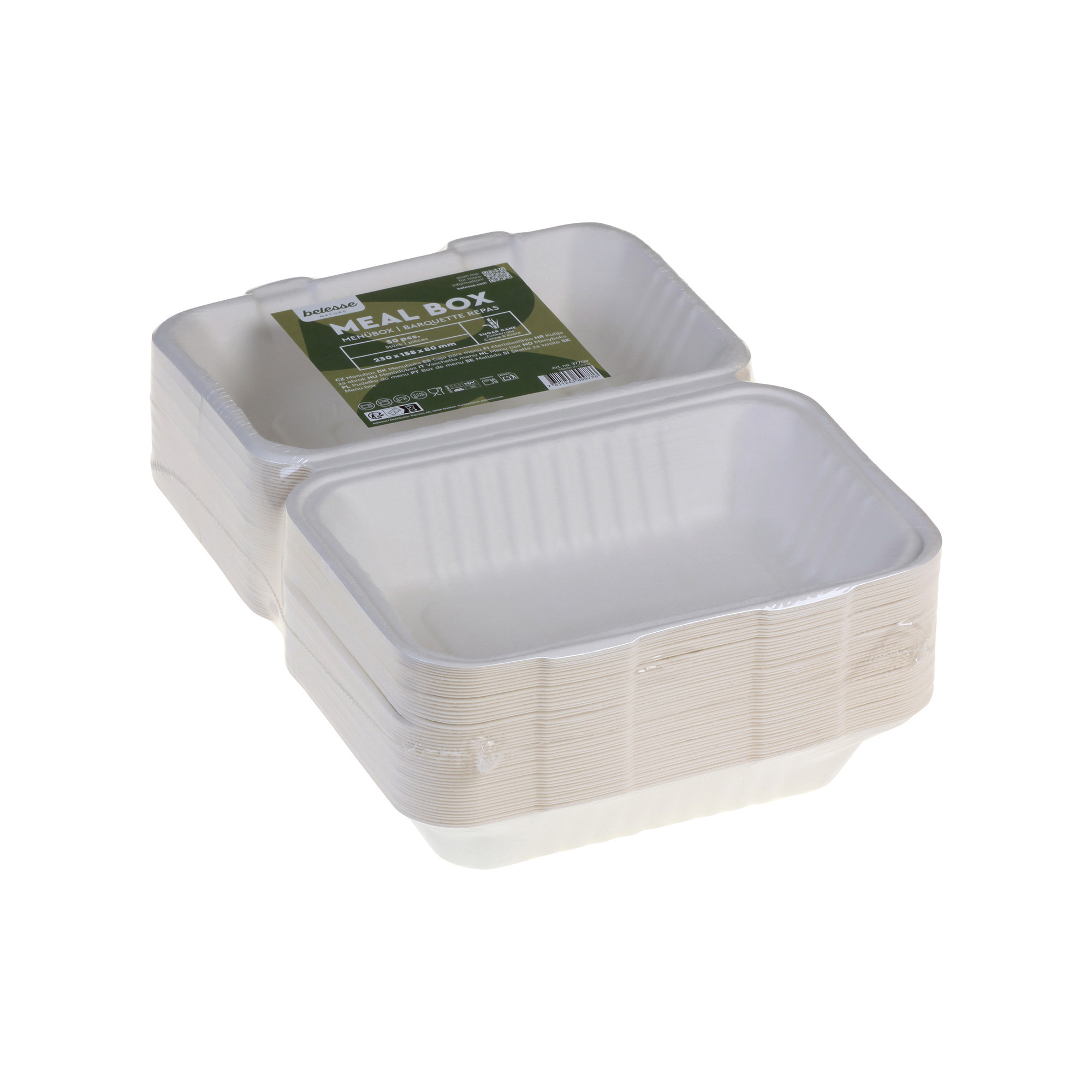 Menübox Zuckerrohr weiss 230x158x80 50er