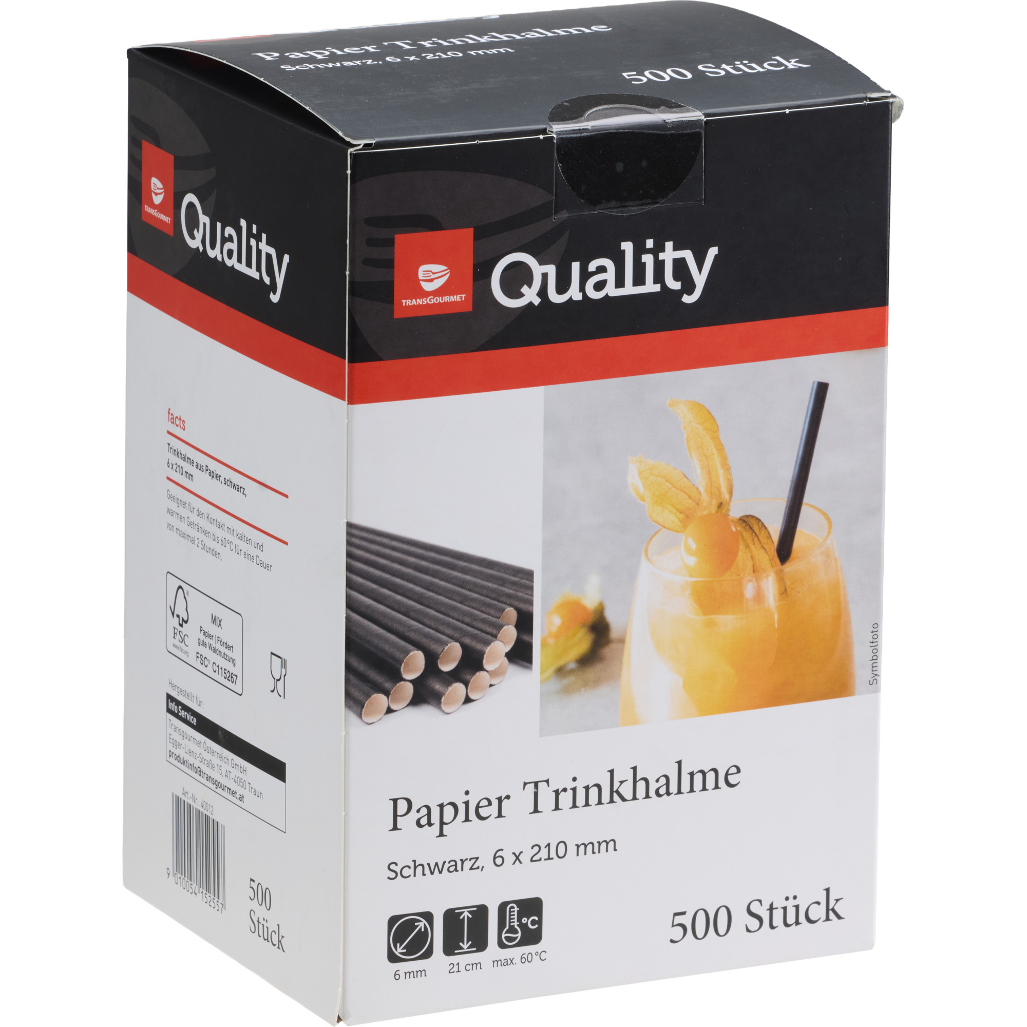 Quality Trinkhalme Pap.schw. 6x210 500er