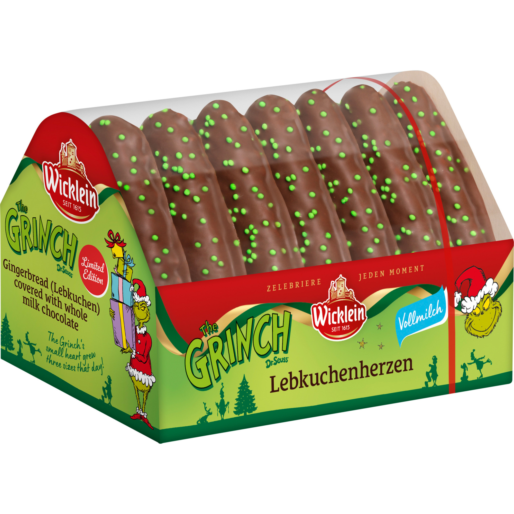 Wicklein Lebkuchen Herzen Grinch 215g