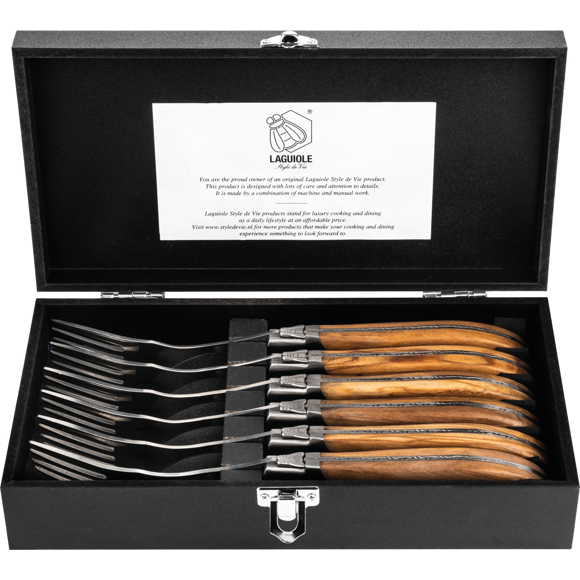 Style de Vie Steakgabel Olivenholz 6er