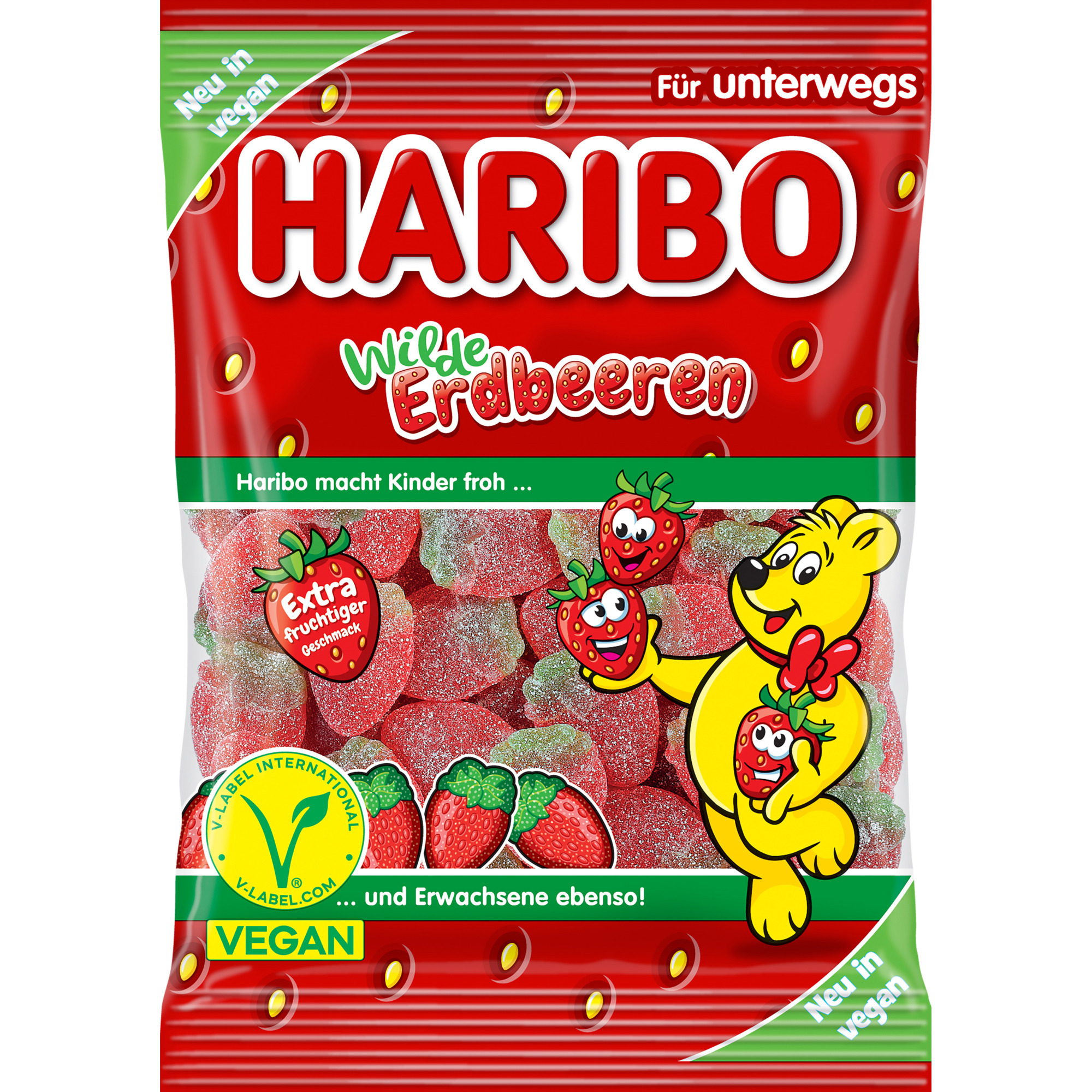 Haribo Beutel 175g, Wilde Erdbeeren saue