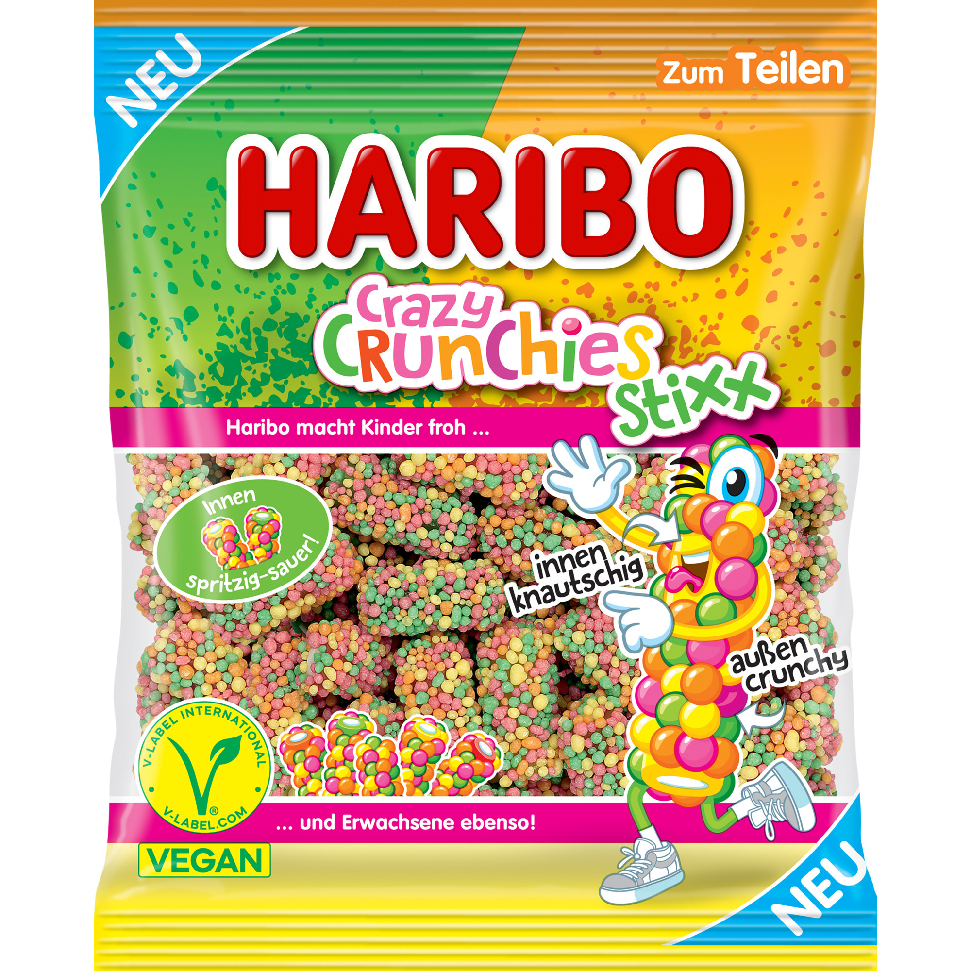 Haribo Beutel 160g,Crazy Crunchies Stixx