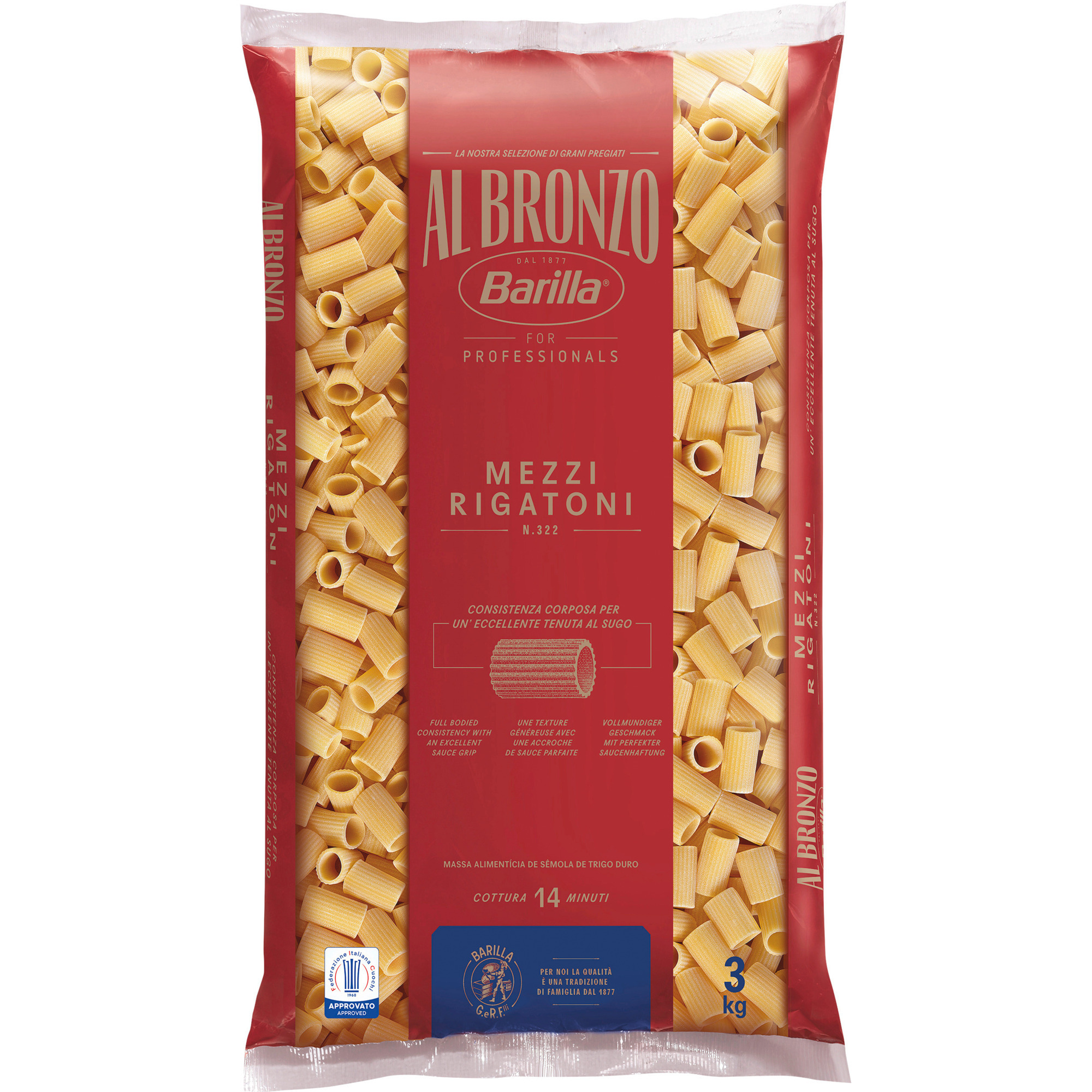 Barilla Pasta Al Bronzo 3kg, Mezzi Rigat