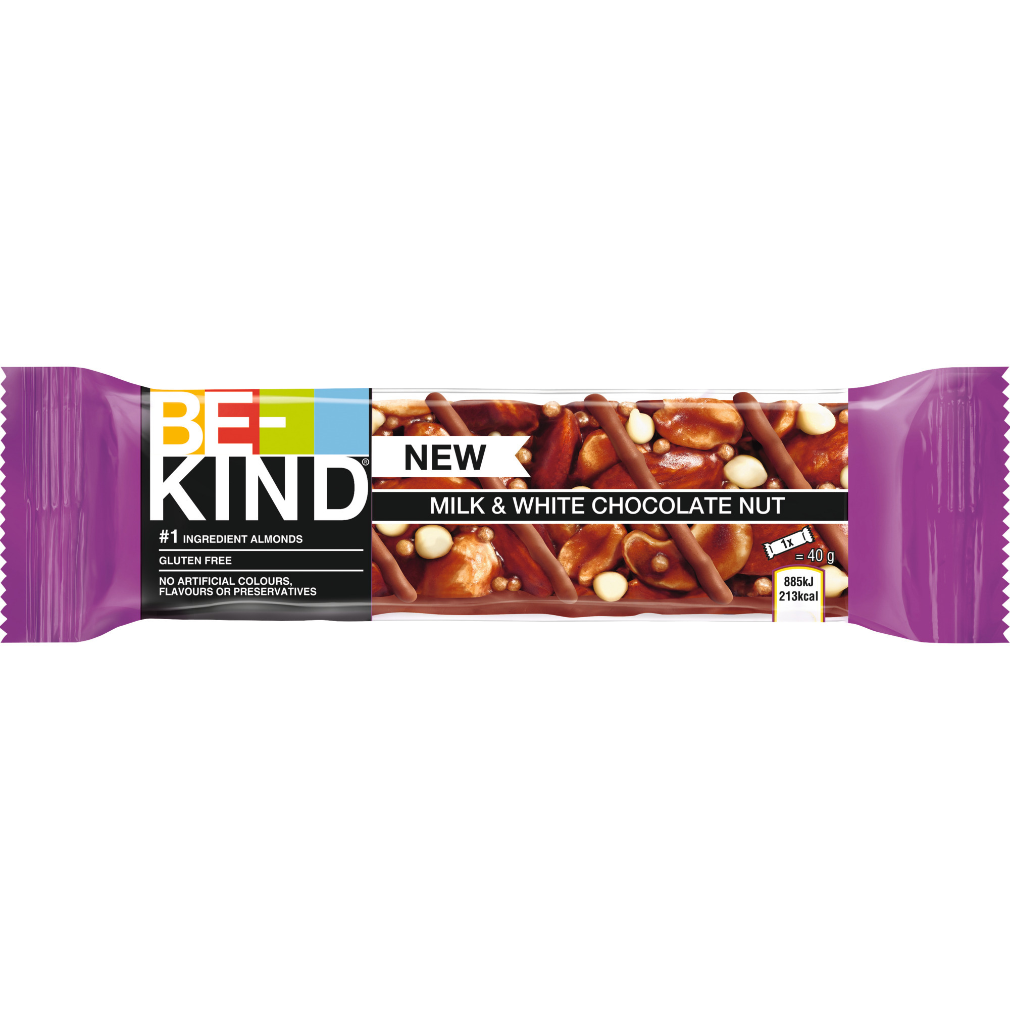 Be Kind Riegel 40g, Milk&White Choc