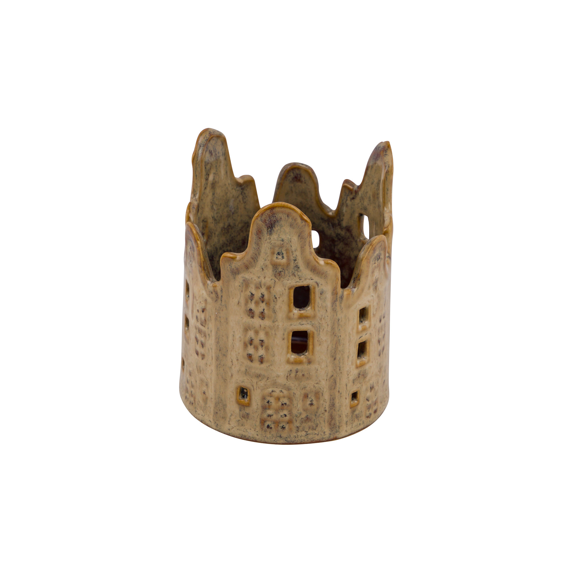 Windlichthaus Keramik braun DM7,5cm