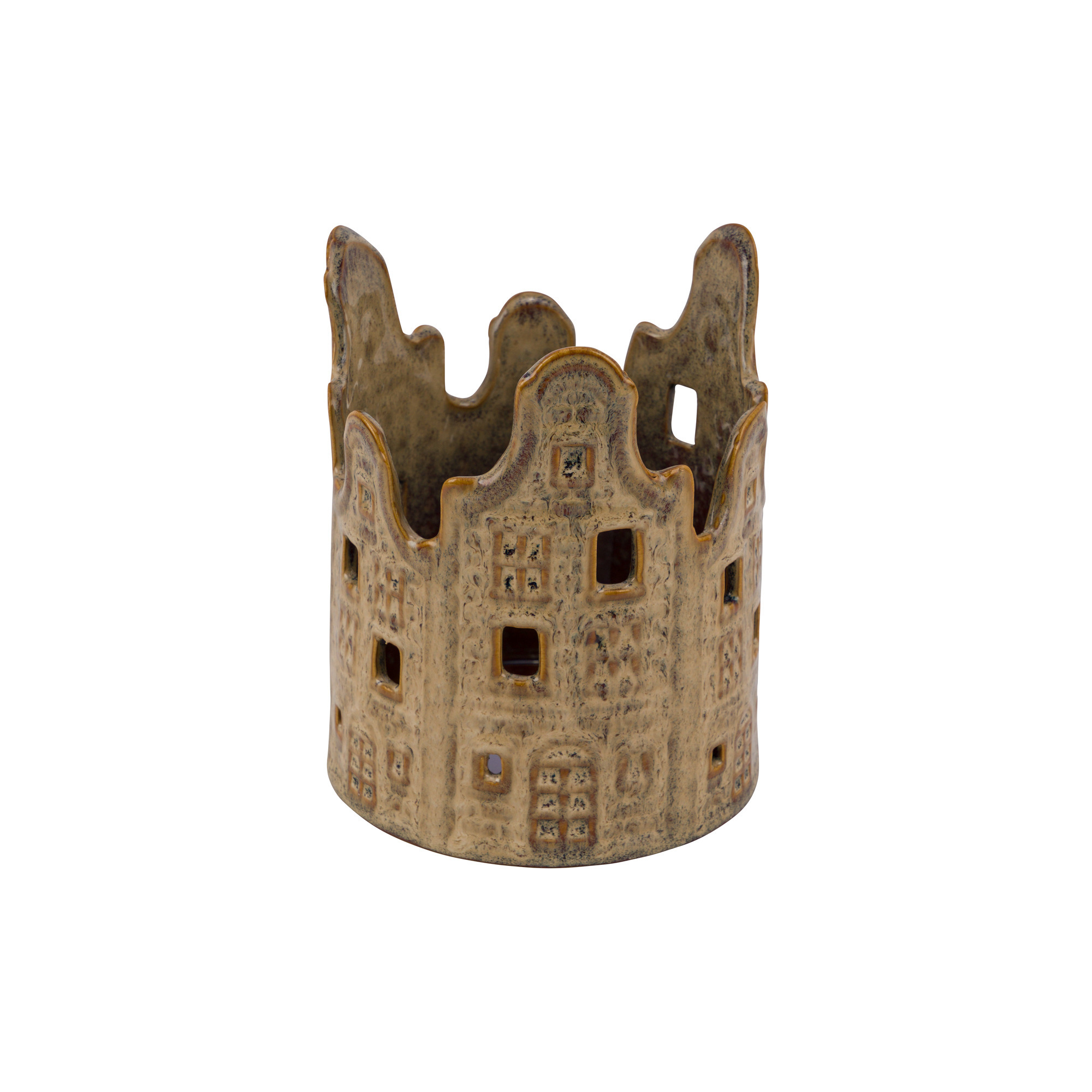 Windlichthaus Keramik braun DM13cm