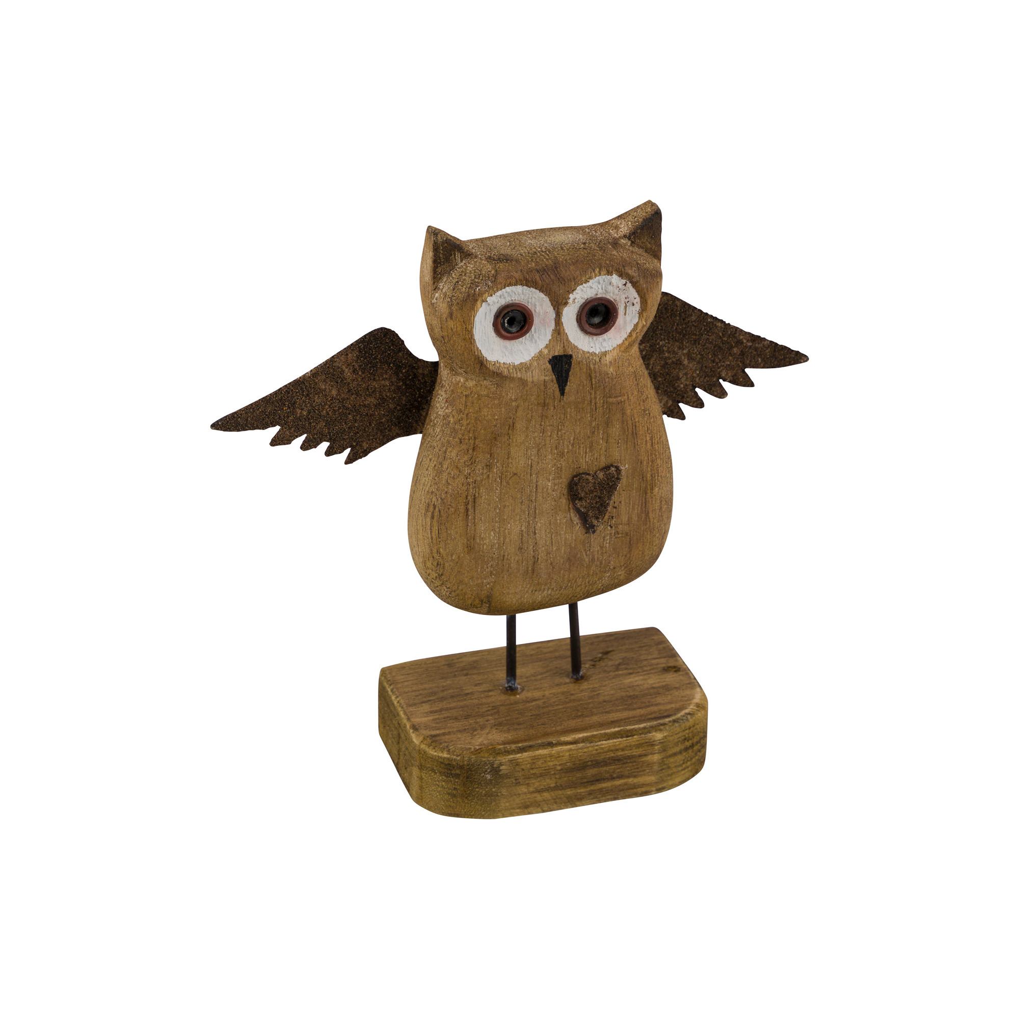Holz-Eule auf Fuß rost 16,5x15cm