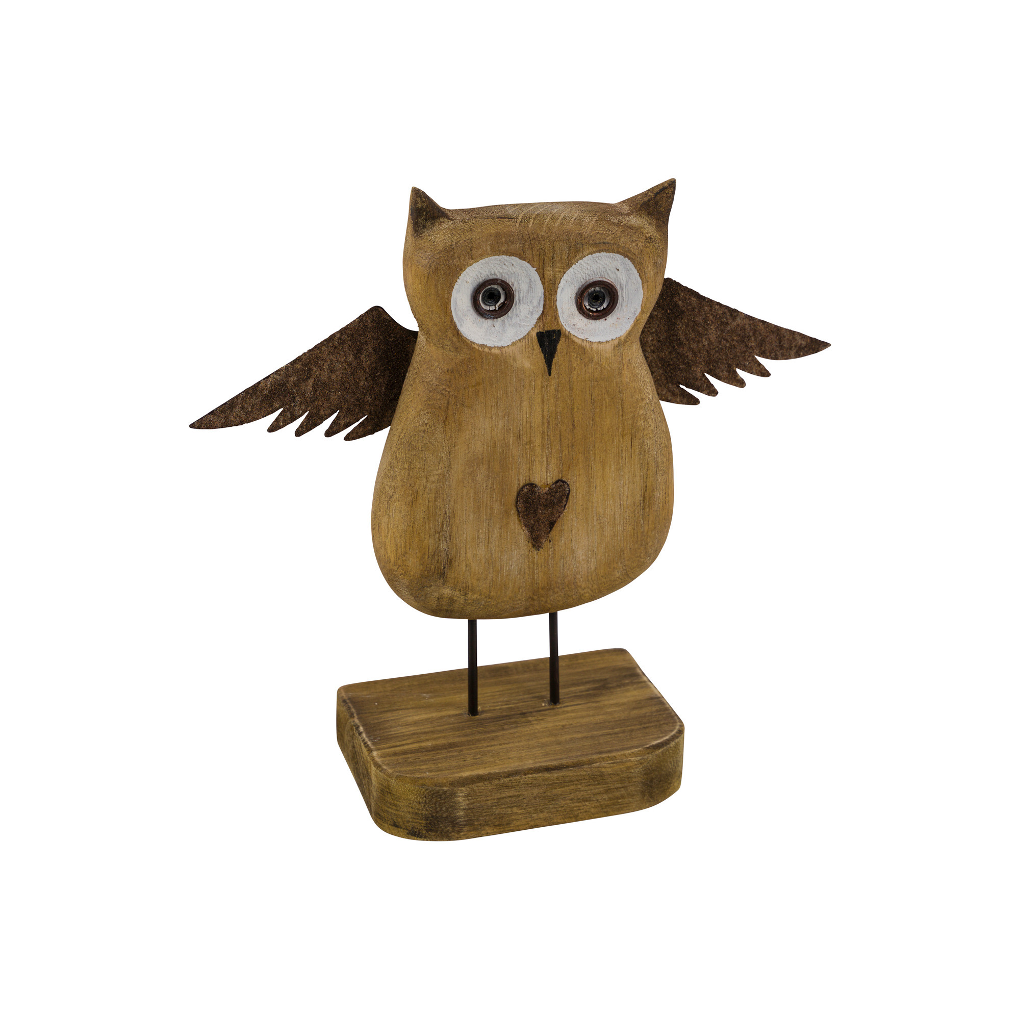 Holz-Eule auf Fuß rost 24,5x23cm