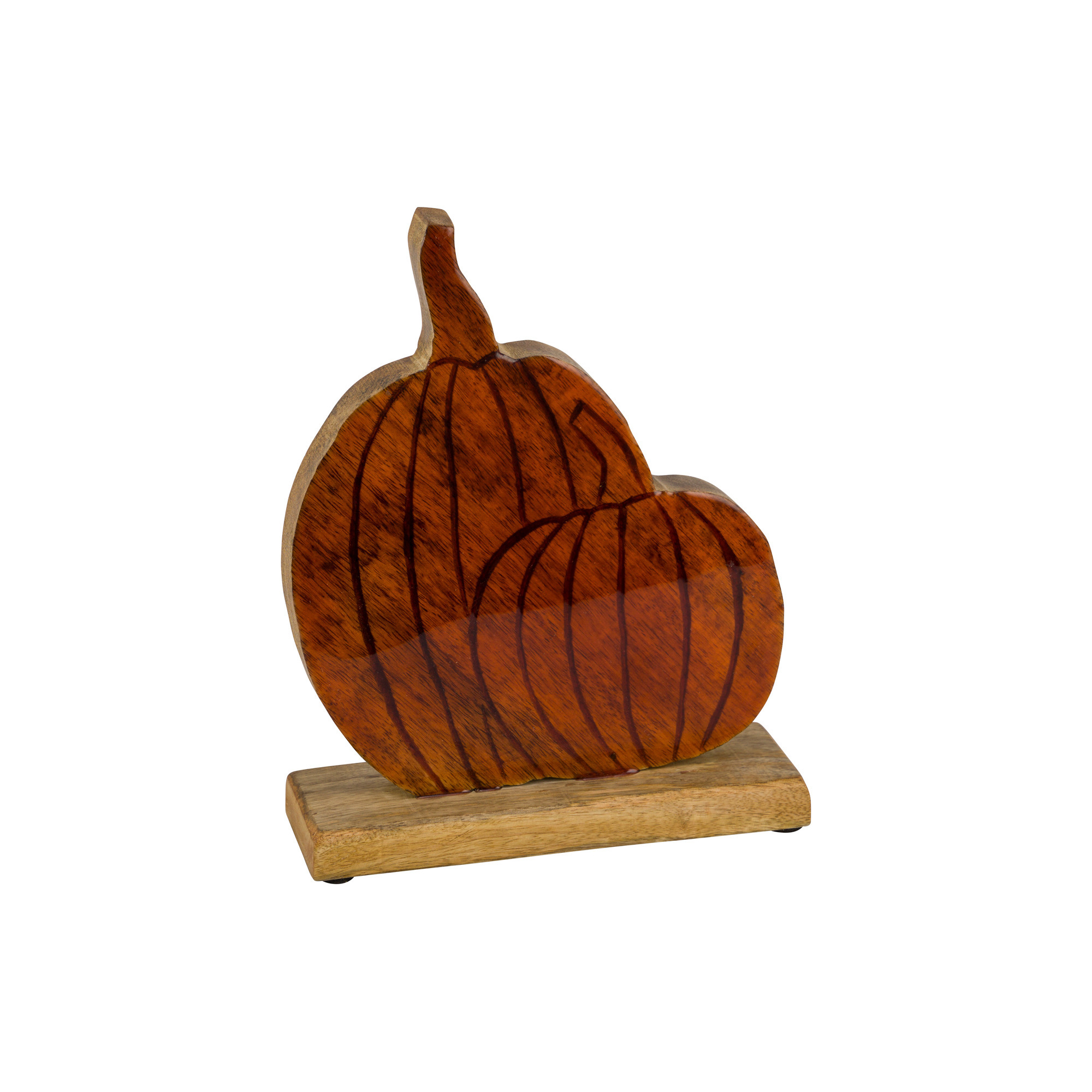Kürbis Holz auf Holzfuß br. natur H25cm