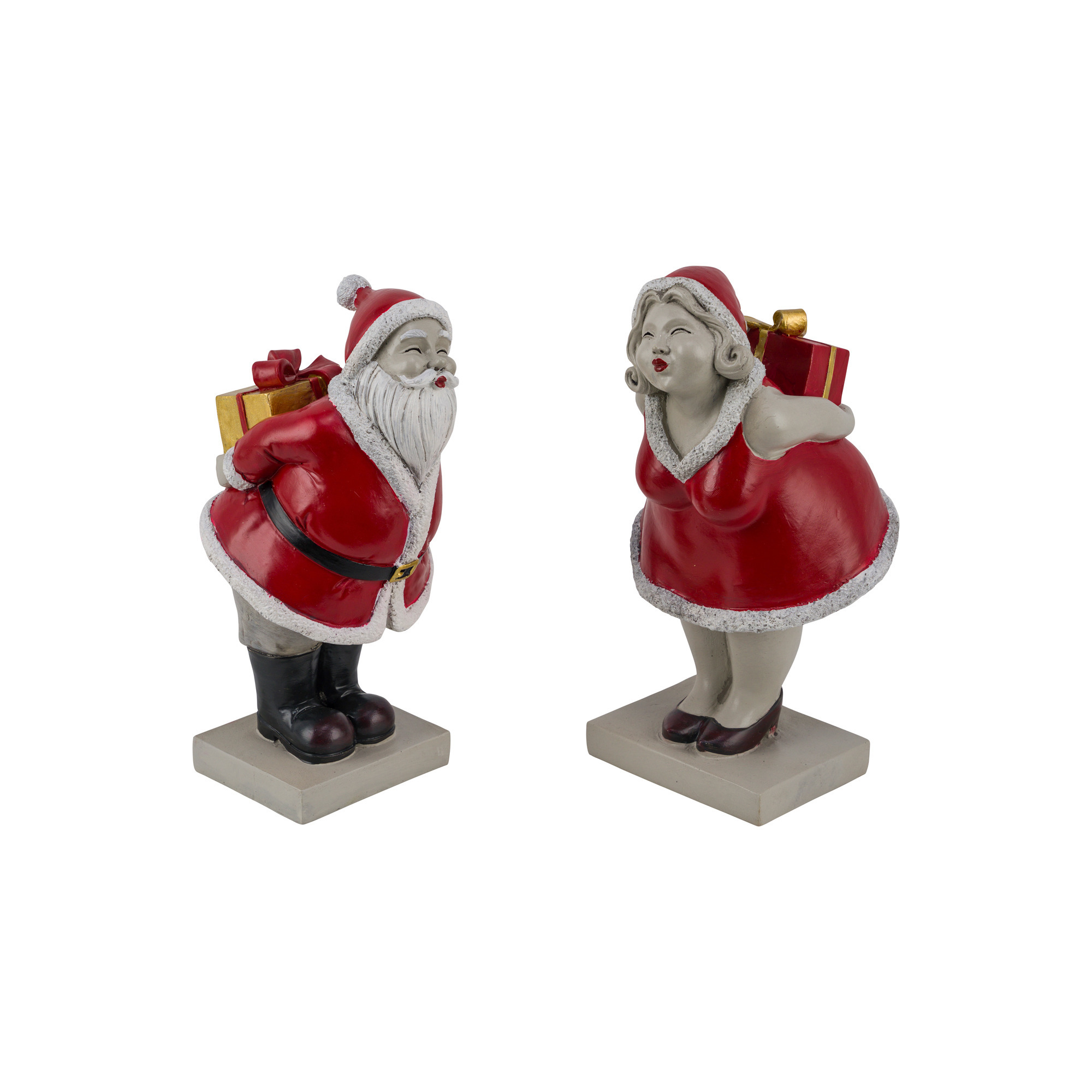 Weihnachtsfrau/mann a.Sockel sort. H27cm