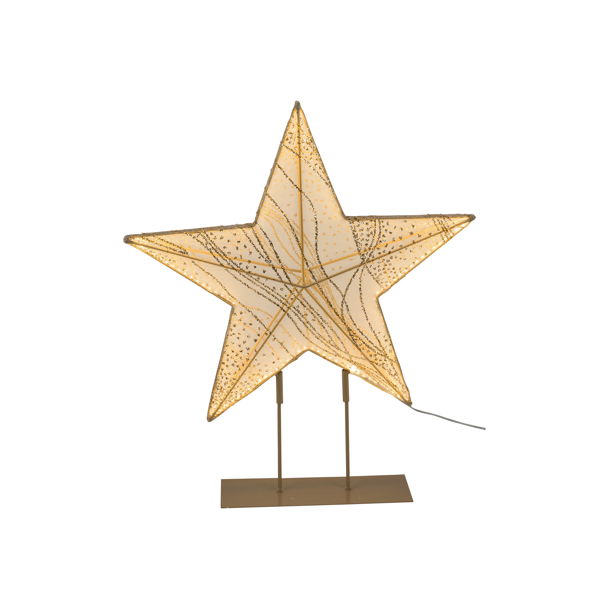 Stoffstern m.LED auf Sockel gold 48cm