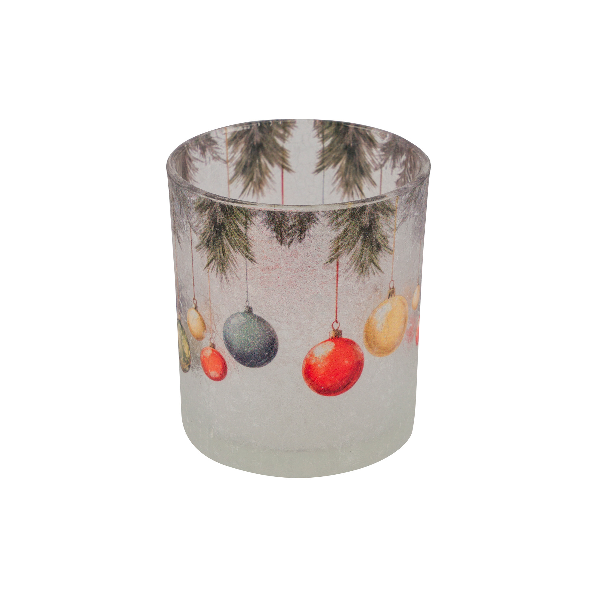 Glas-Windlicht m.Kugeln bunt H10cm