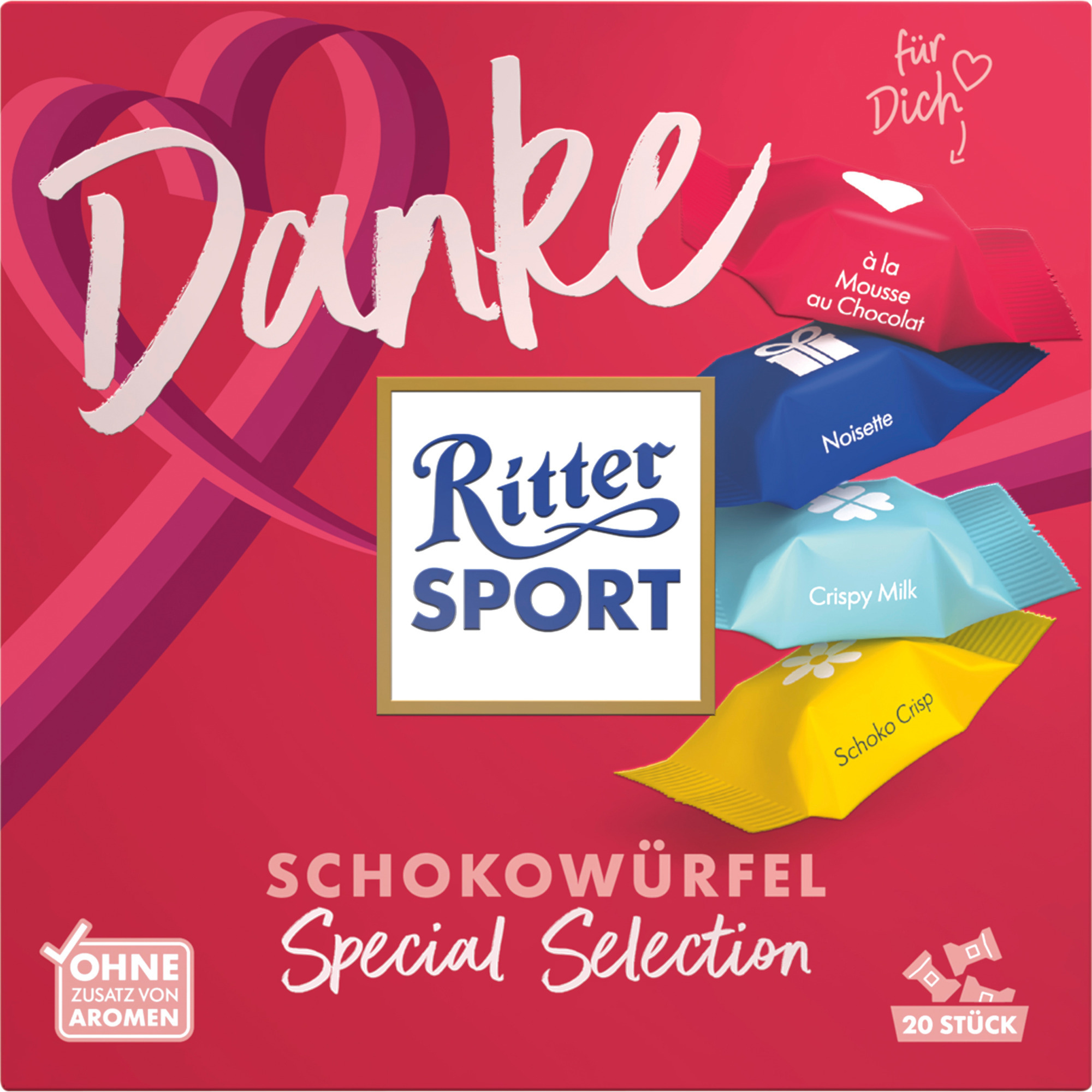 Ritter Sport Schokowürfel 155g, Danke